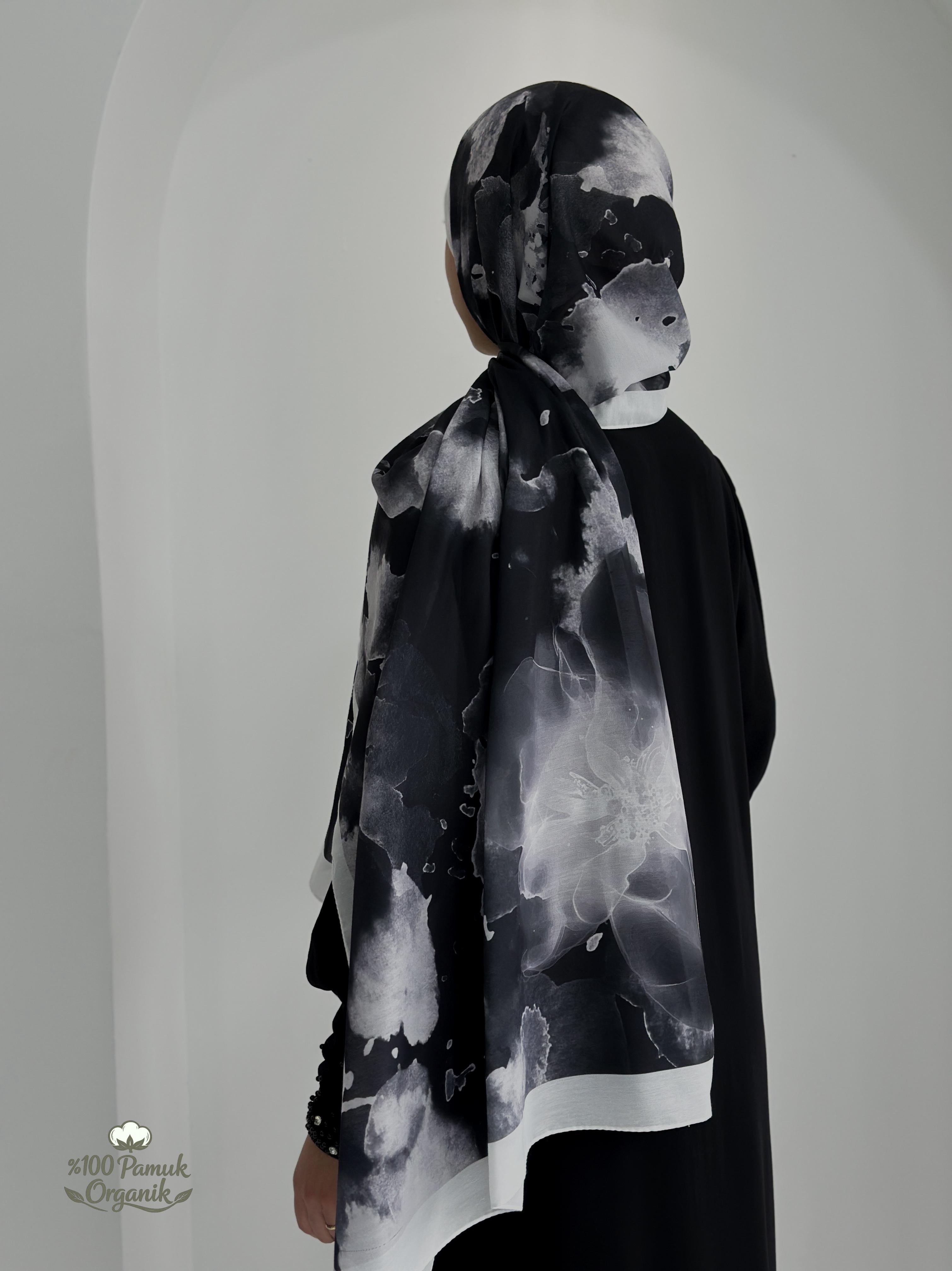 Ebruli Desen Organik Şal Siyah ÖN SİPARİŞ ÜRÜNÜMÜZDÜR