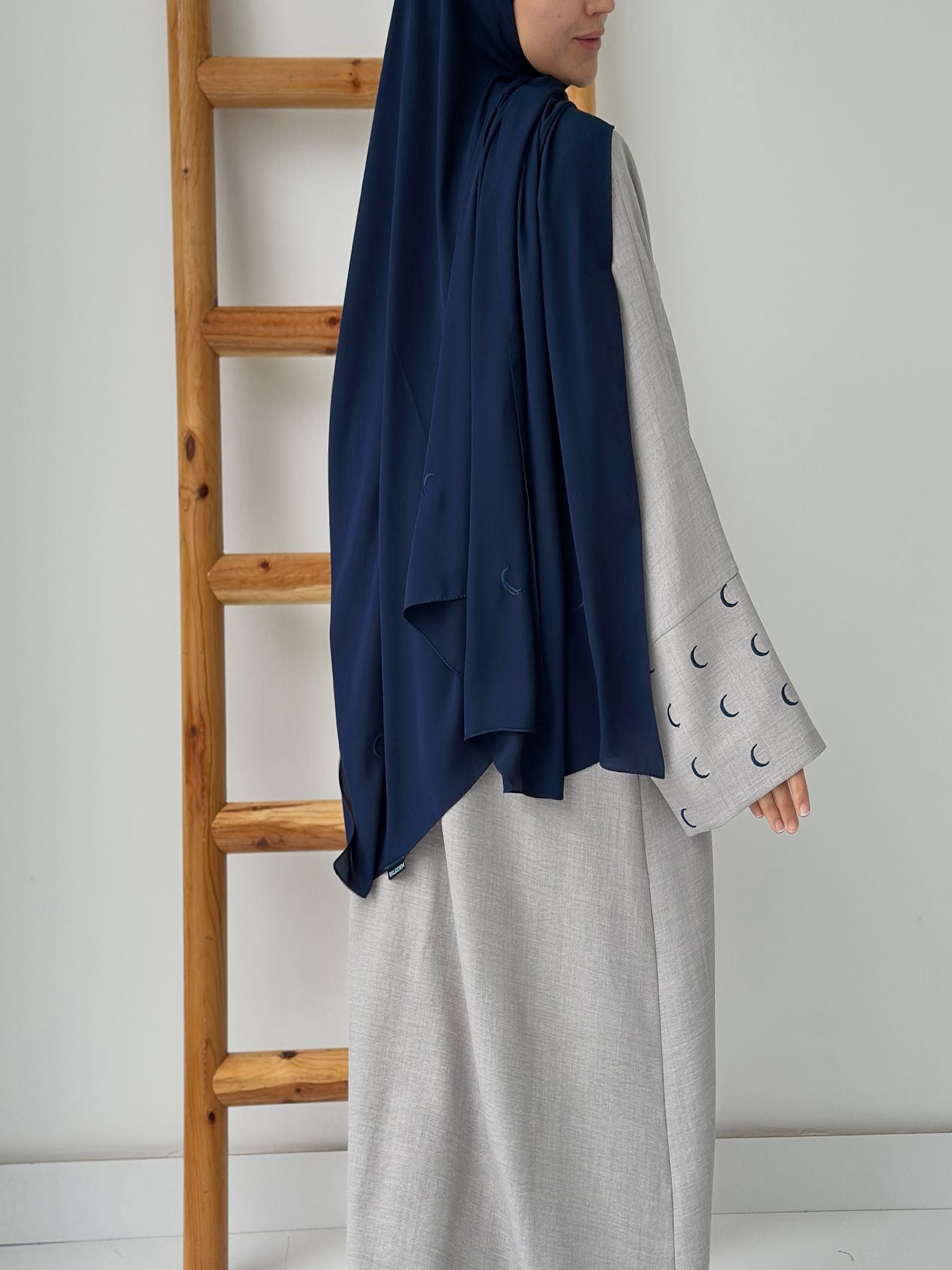 Sofya Keten Hilal Abaya(Gri+Lacivert)