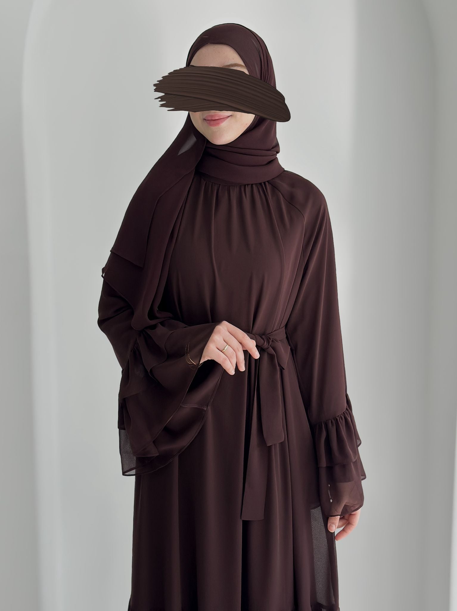 Prenses püsküllü Şifon Kahverengi ÖN SİPARİŞ ÜRÜNÜMÜZDÜR