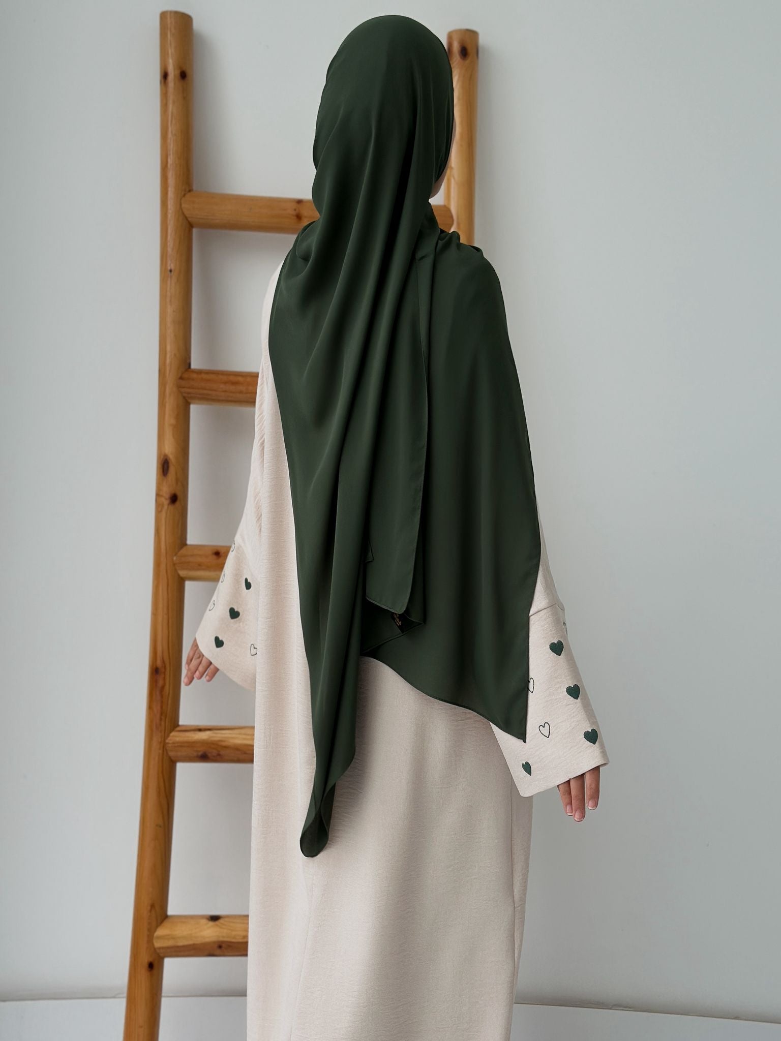 Sofya Keten Kalp Nakışlı (Krem+Haki)