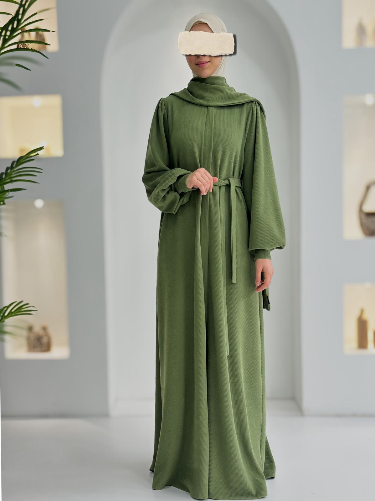 Fitilli Ferace +Atkı Yeşil ÖN SİPARİŞ ÜRÜNÜMÜZDÜR