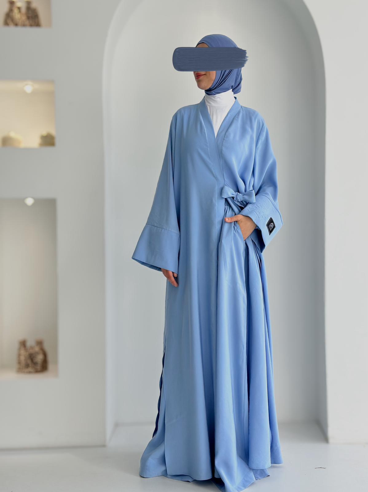 Tensel Kupra Takım Bebe Mavisi +Bambu Boyunlu Bone Set Şal ÖN SİPARİŞ ÜRÜNÜMÜZDÜR