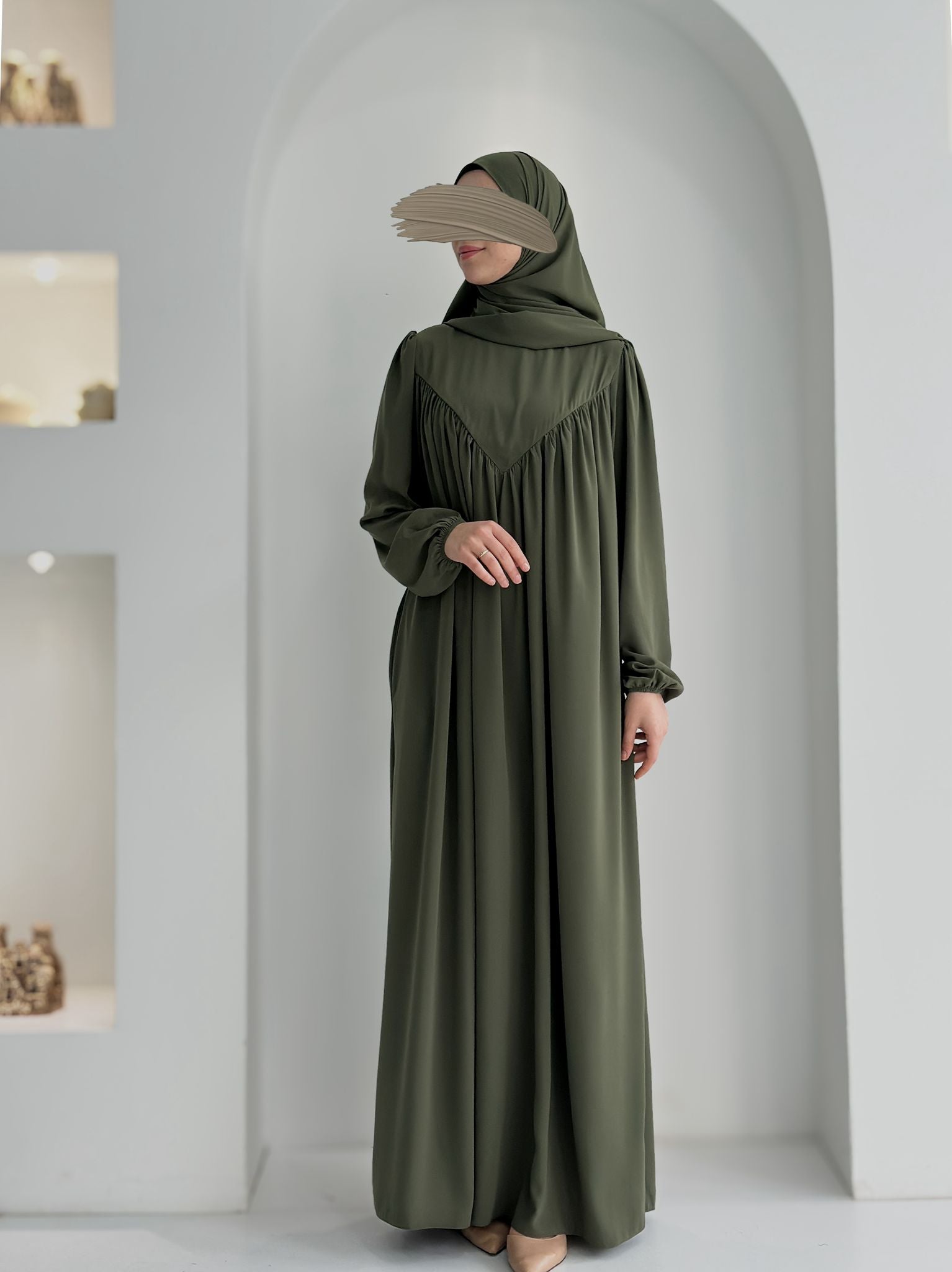 Seda Abaya +Şal Haki ÖN SİPARİŞ ÜRÜNÜMÜZDÜR