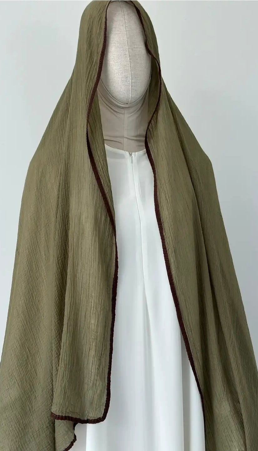 %100 Doğal Muslin Şal  Asker Yeşili