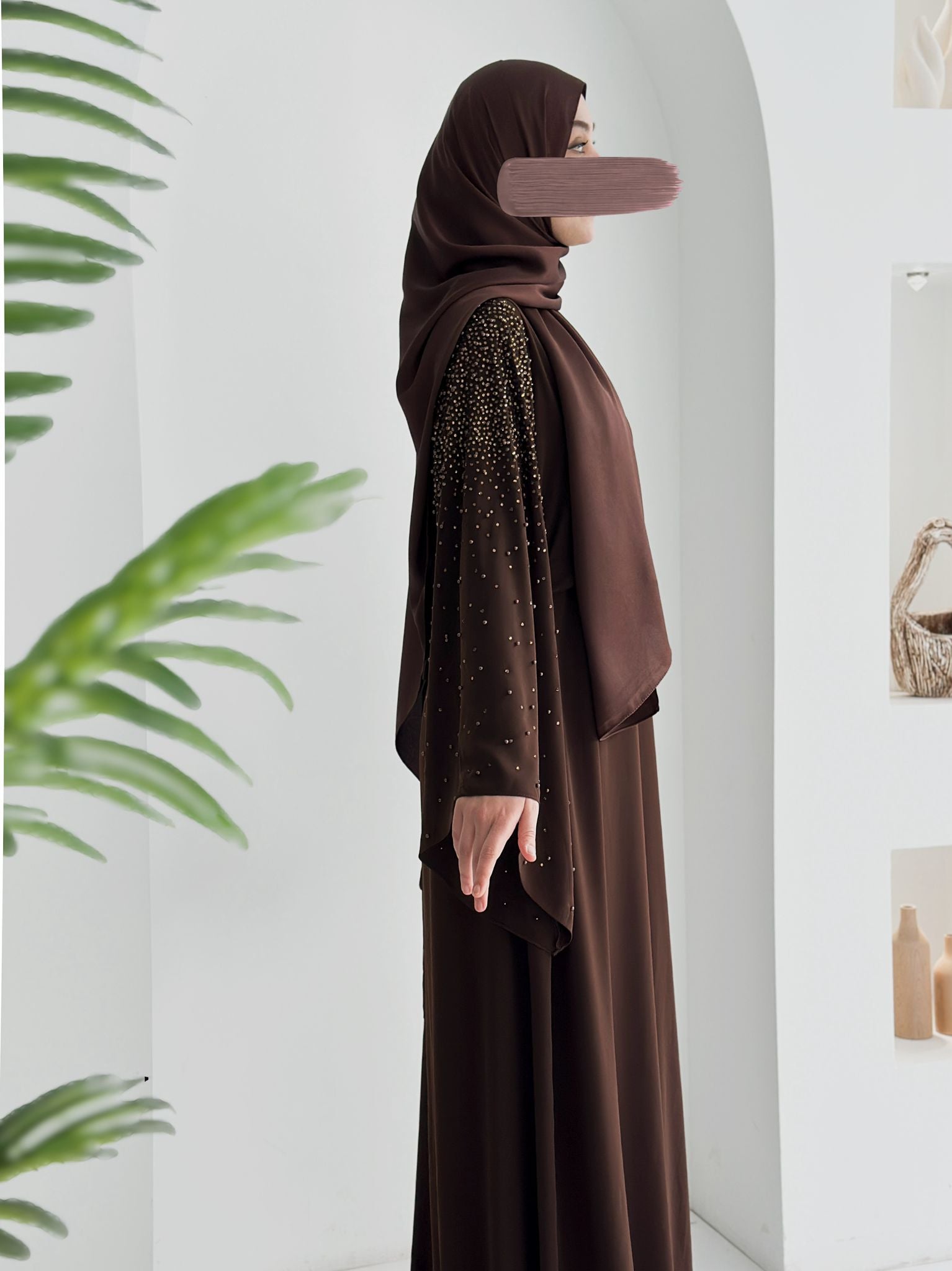 Beliz Taşlı Abayamız Acı Kahve Ürün boyu 150cm