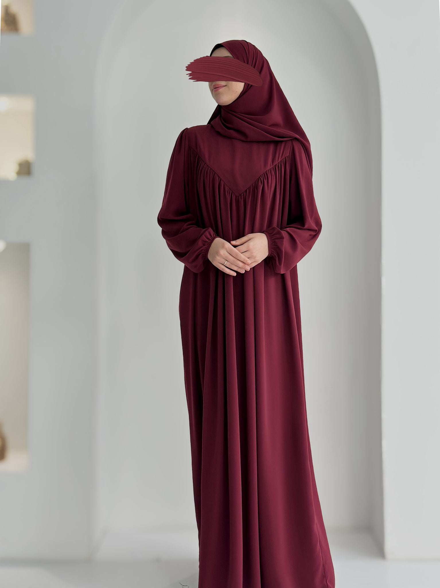 Seda Abaya+Şal Bordo