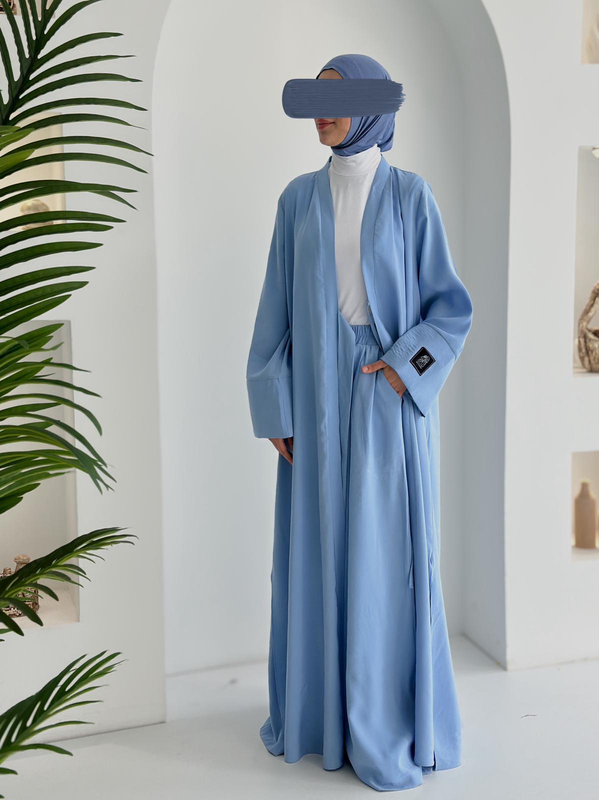 Tensel Kupra Takım Bebe Mavisi +Bambu Boyunlu Bone Set Şal ÖN SİPARİŞ ÜRÜNÜMÜZDÜR