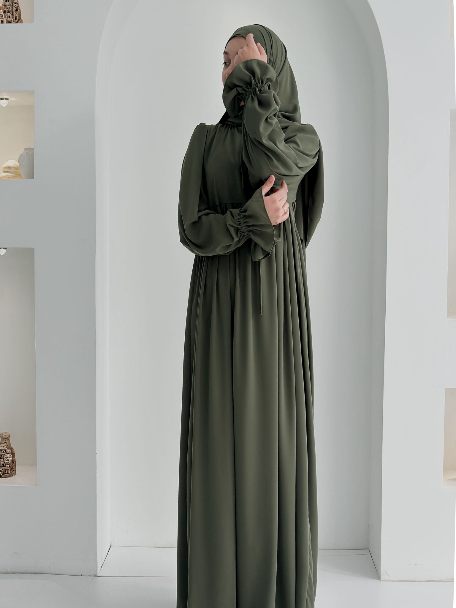 Buğlem Elbise+Şal Haki ÖN SİPARİŞ ÜRÜNÜMÜZDÜR