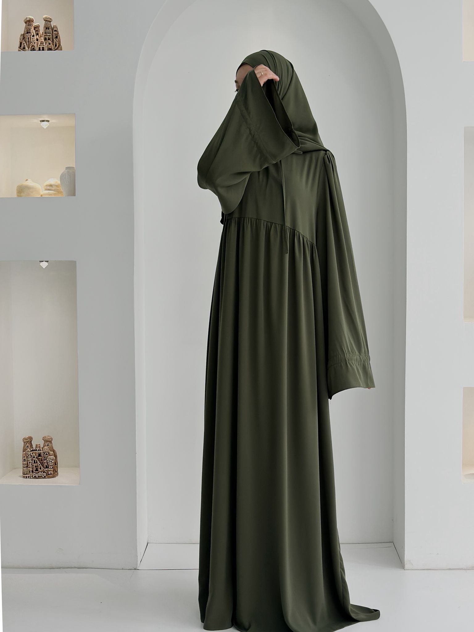 Buğlem Elbise+Şal Haki ÖN SİPARİŞ ÜRÜNÜMÜZDÜR