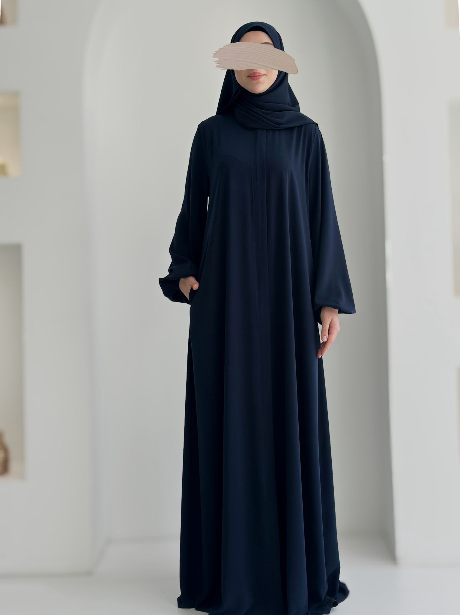 Balon Kol Ferace Lacivert +Şal ÖN SİPARİŞ ÜRÜNÜMÜZDÜR