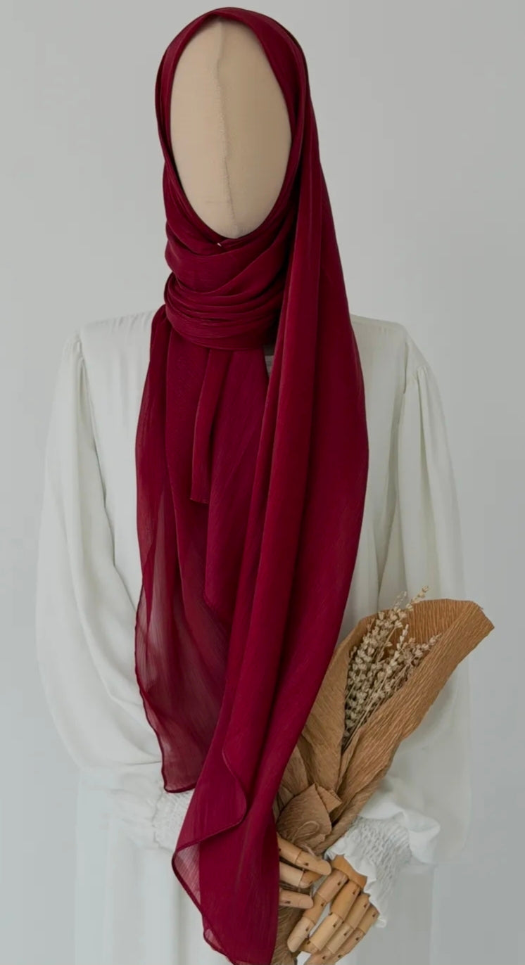 Organze Bella Şal Bordo