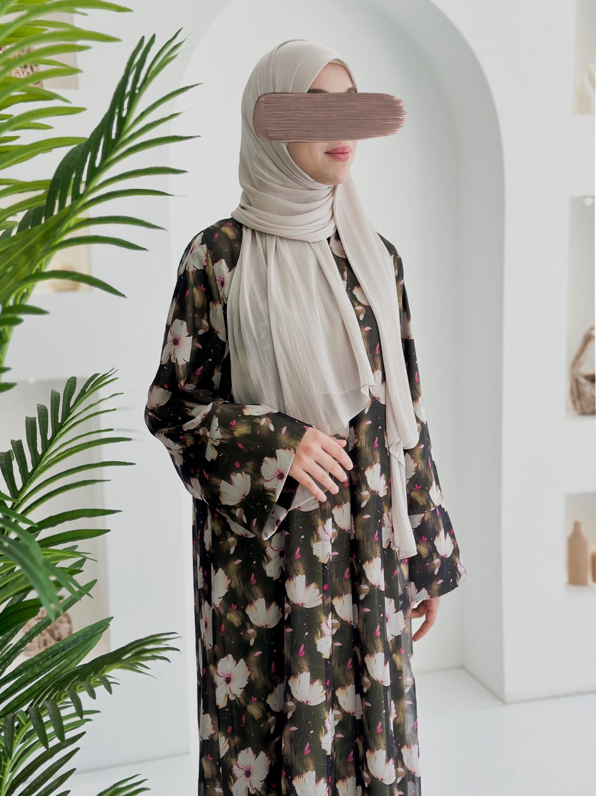 Sifon Desenli Tek Abaya +Şal +Düz Şal ÖN SİPARİŞ ÜRÜNÜMÜZDÜR