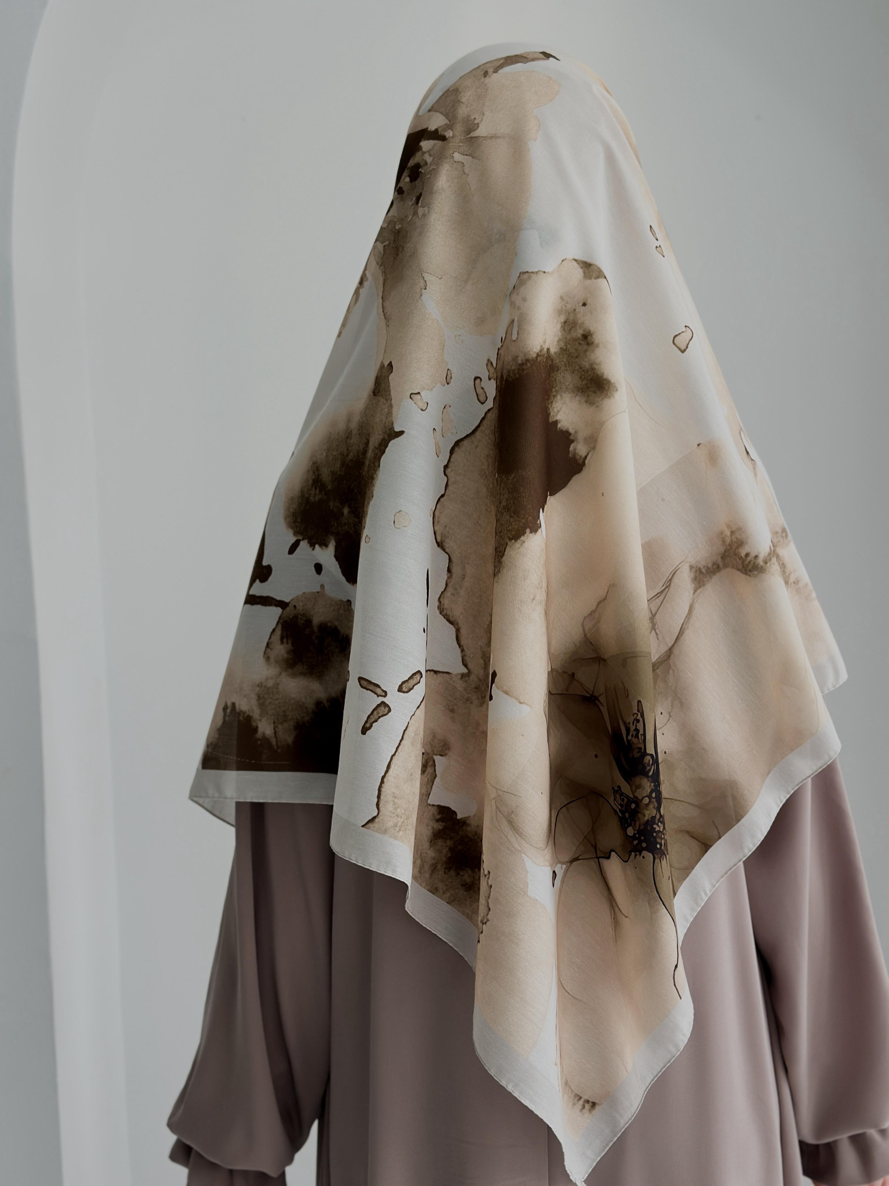 Ebruli Desen Organik Eşarp Bej ÖN SİPARİŞ ÜRÜNÜMÜZDÜR