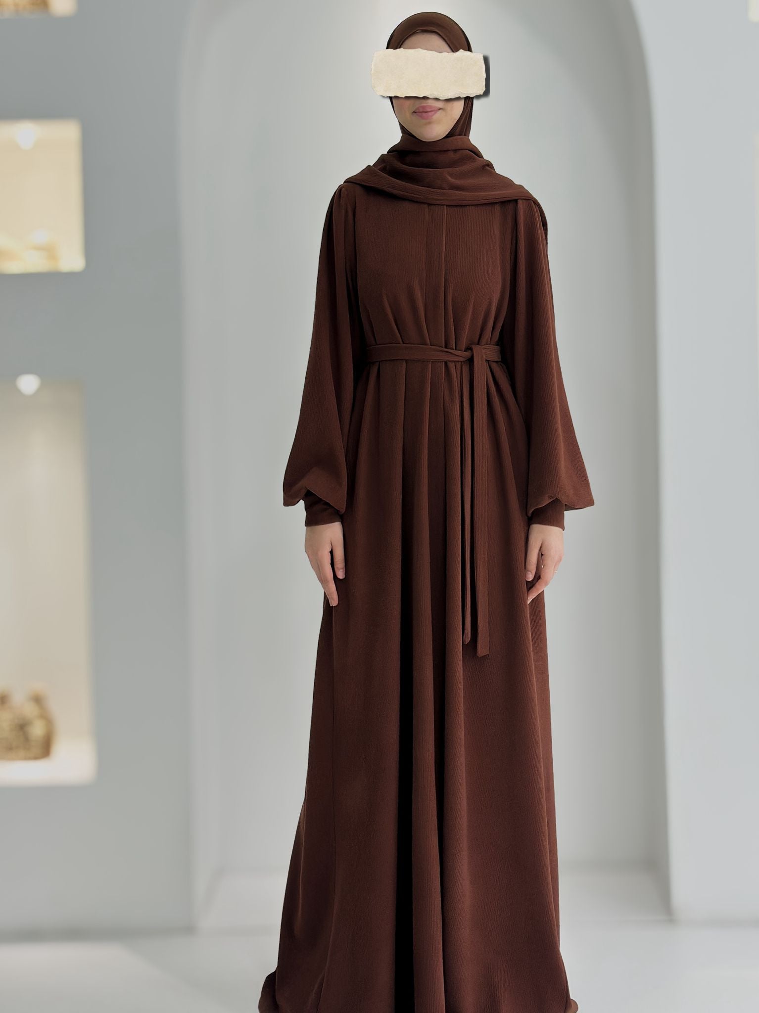 Fitilli Ferace +Atkı Kahverengi ÖN SİPARİŞ ÜRÜNÜMÜZDÜR