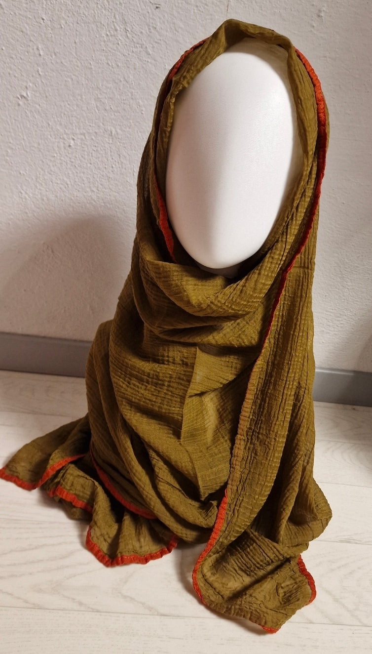 Muslin Şal Kına Yeşili (Boy 2m En 97cm)