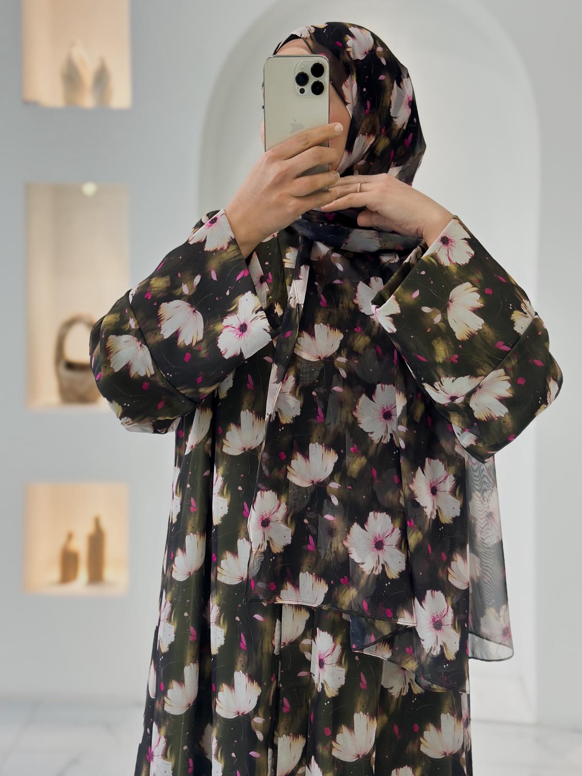 Sifon Desenli Tek Abaya +Şal +Düz Şal ÖN SİPARİŞ ÜRÜNÜMÜZDÜR
