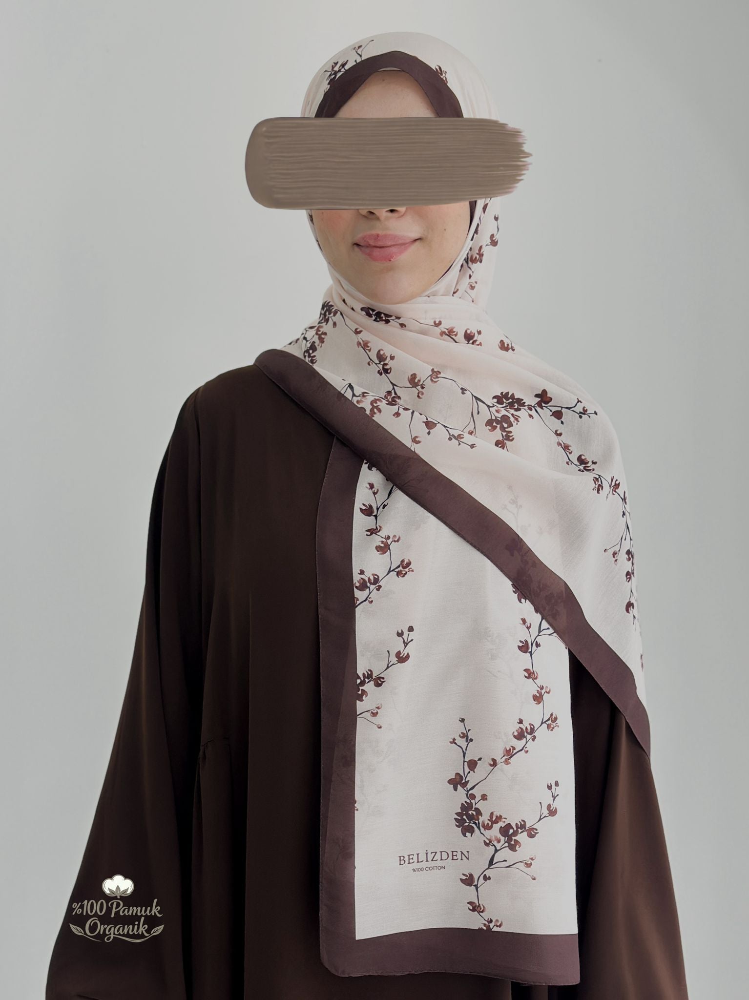 Tomurcuk Desen Organik Şal Kahverengi ÖN SİPARİŞ ÜRÜNÜMÜZDÜR