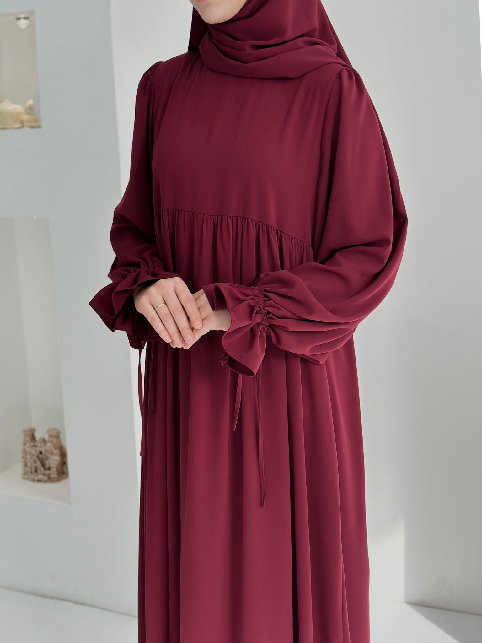 Buğlem Elbise+Şal Bordo ÖN SİPARİŞ ÜRÜNÜMÜZDÜR