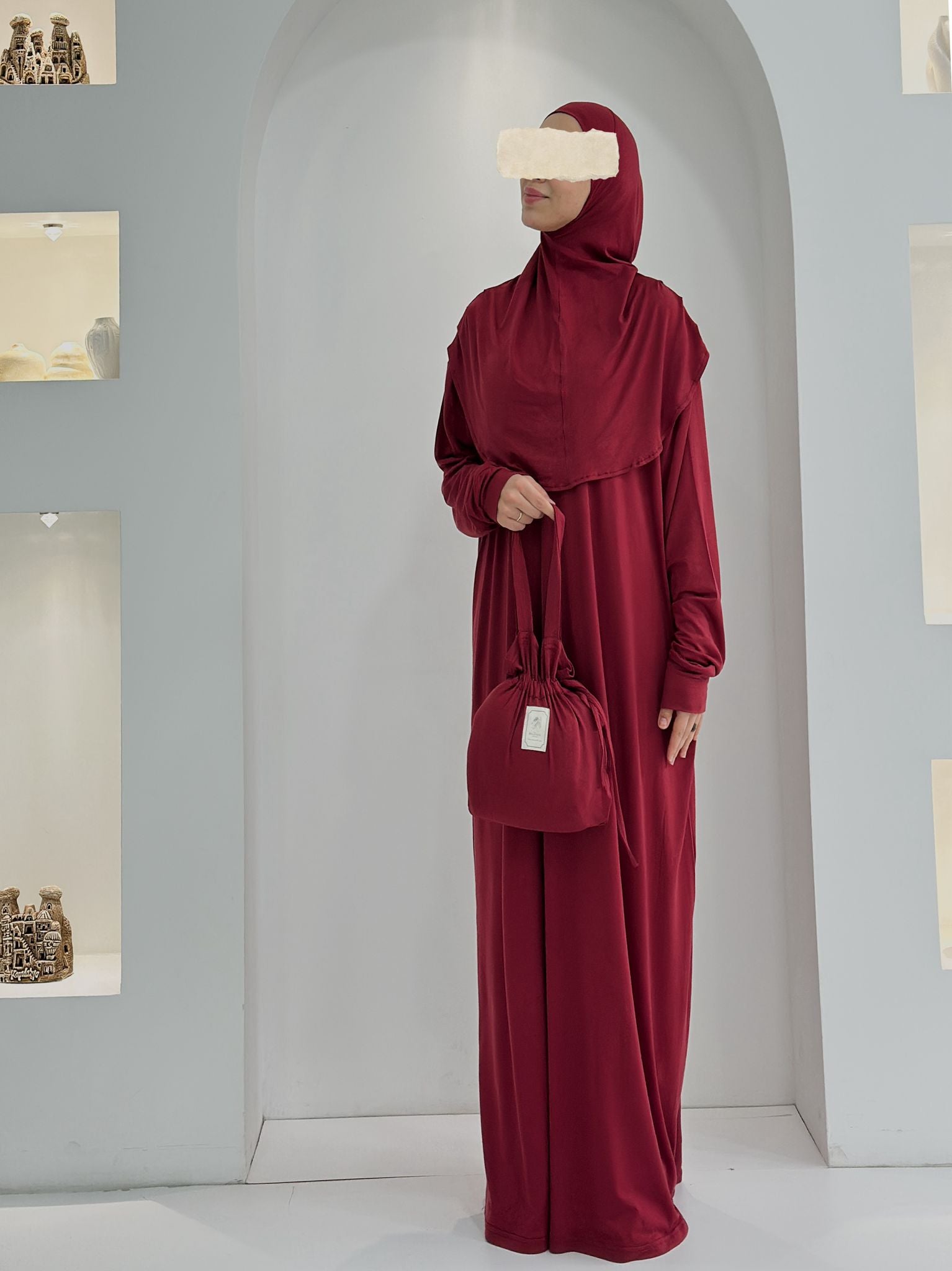 Pamuk Boneli Namaz Elbisesi Bordo ÖN SİPARİŞ ÜRÜNÜMÜZDÜR