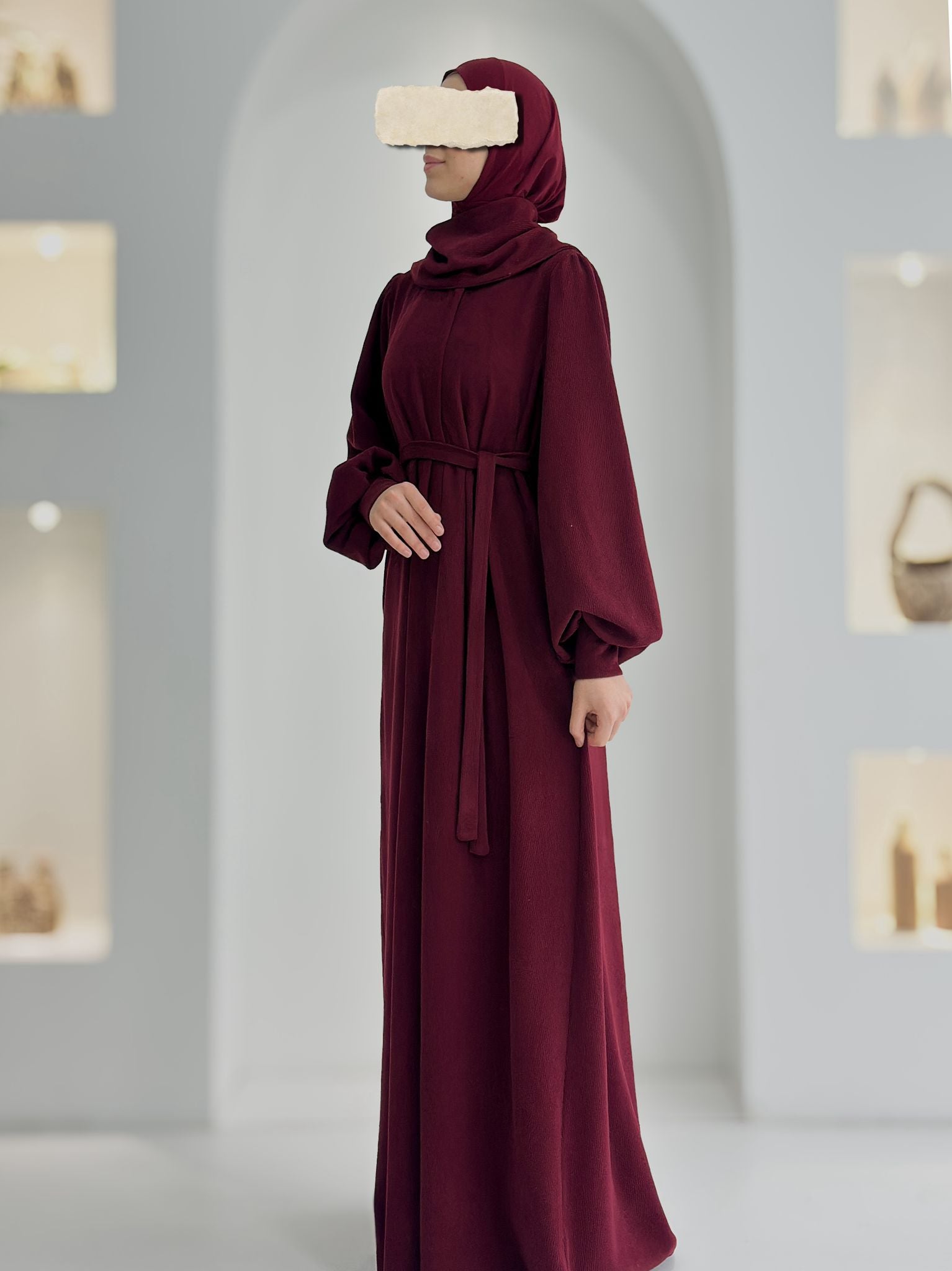 Fitilli Ferace +Atkı Bordo ÖN SİPARİŞ ÜRÜNÜMÜZDÜR