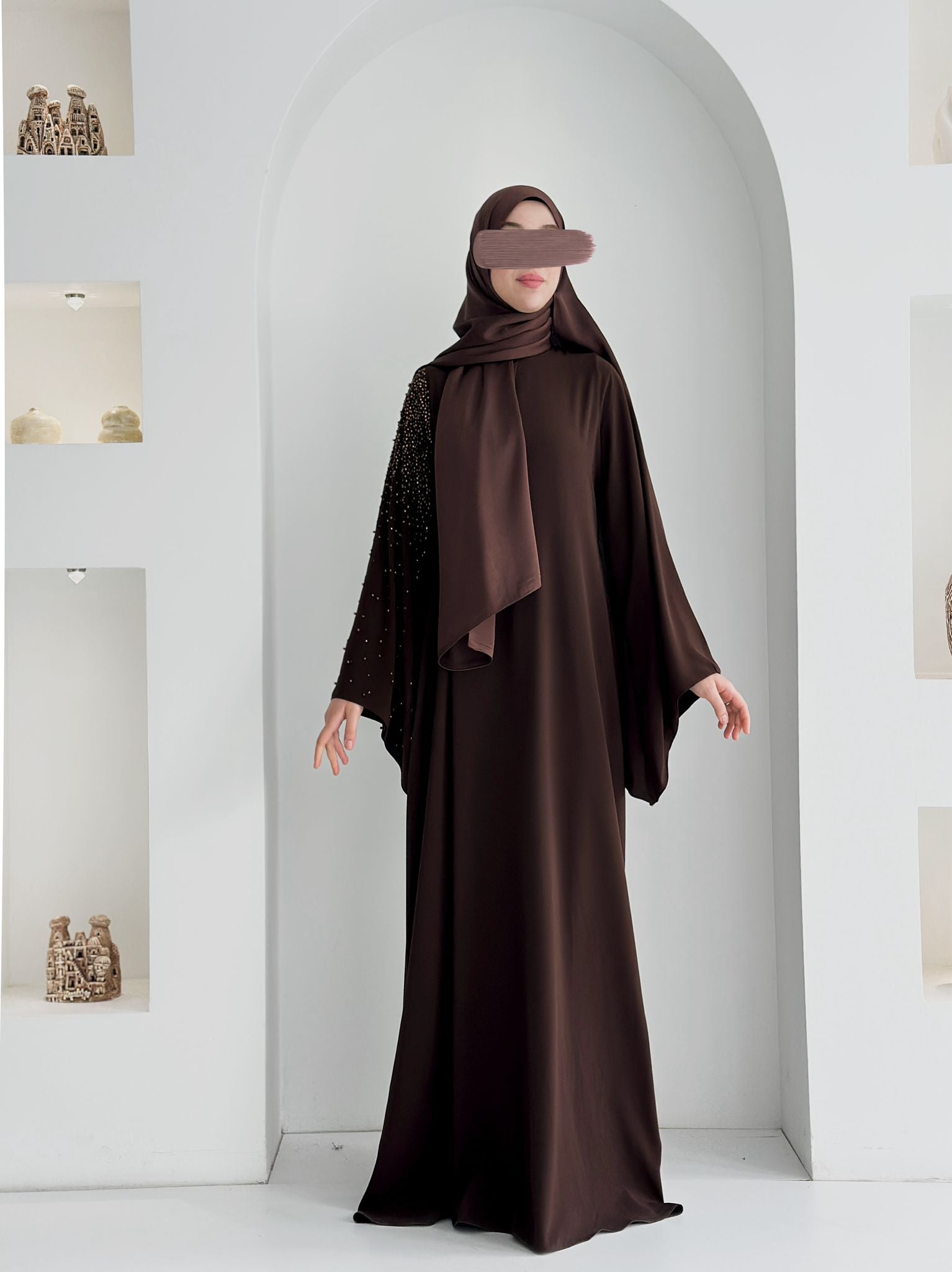 Beliz Taşlı Abayamız Acı Kahve Ürün boyu 150cm