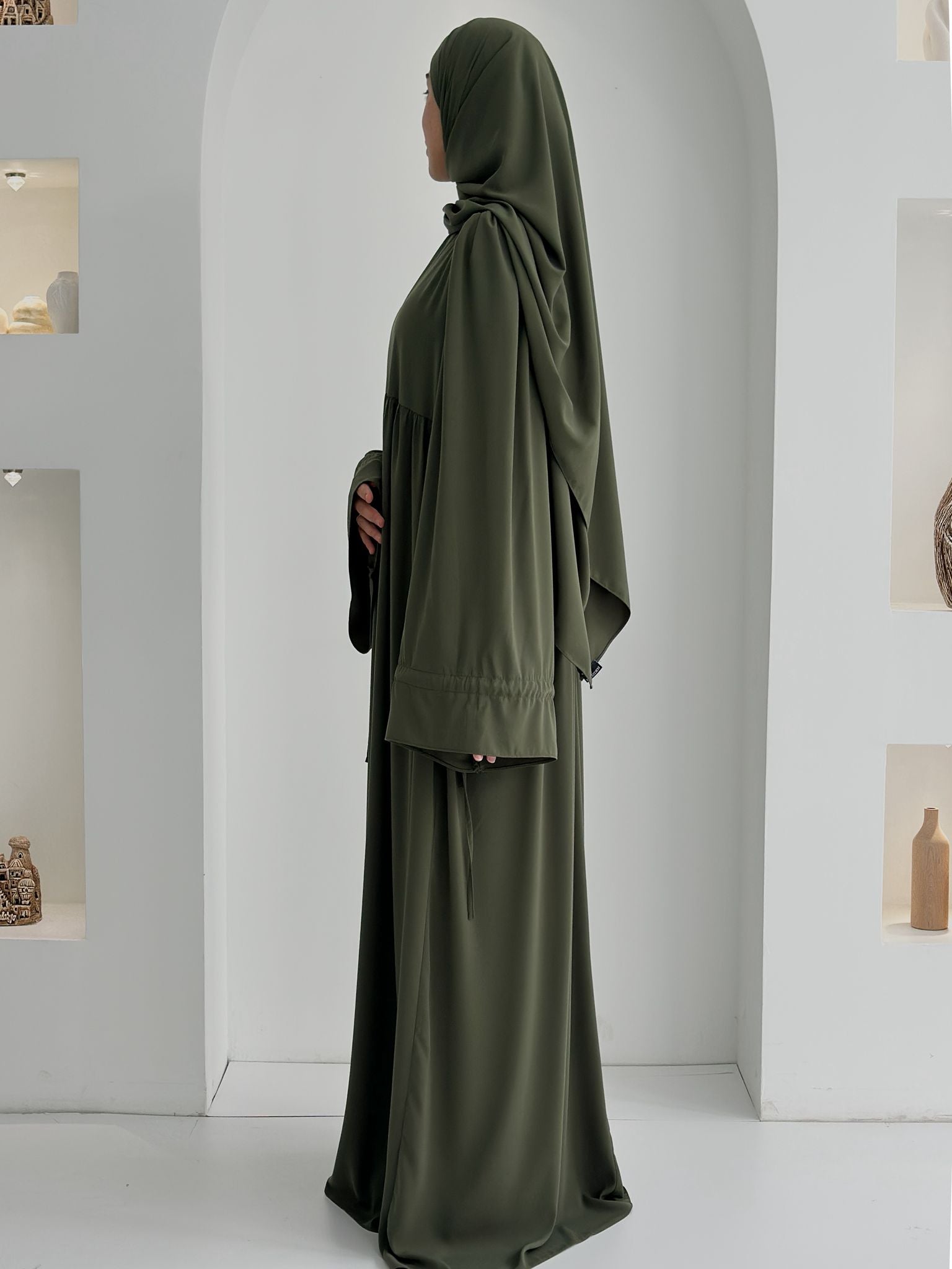 Buğlem Elbise+Şal Haki ÖN SİPARİŞ ÜRÜNÜMÜZDÜR