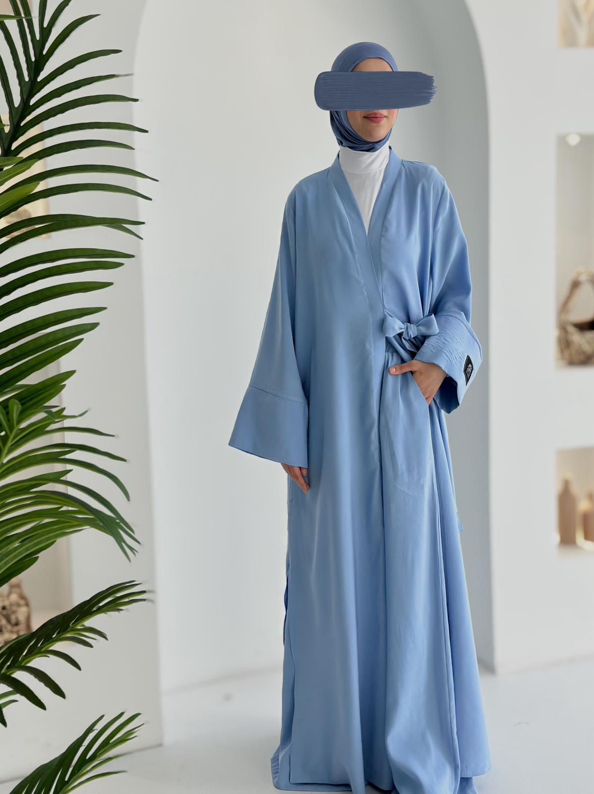 Tensel Kupra Takım Bebe Mavisi +Bambu Boyunlu Bone Set Şal ÖN SİPARİŞ ÜRÜNÜMÜZDÜR