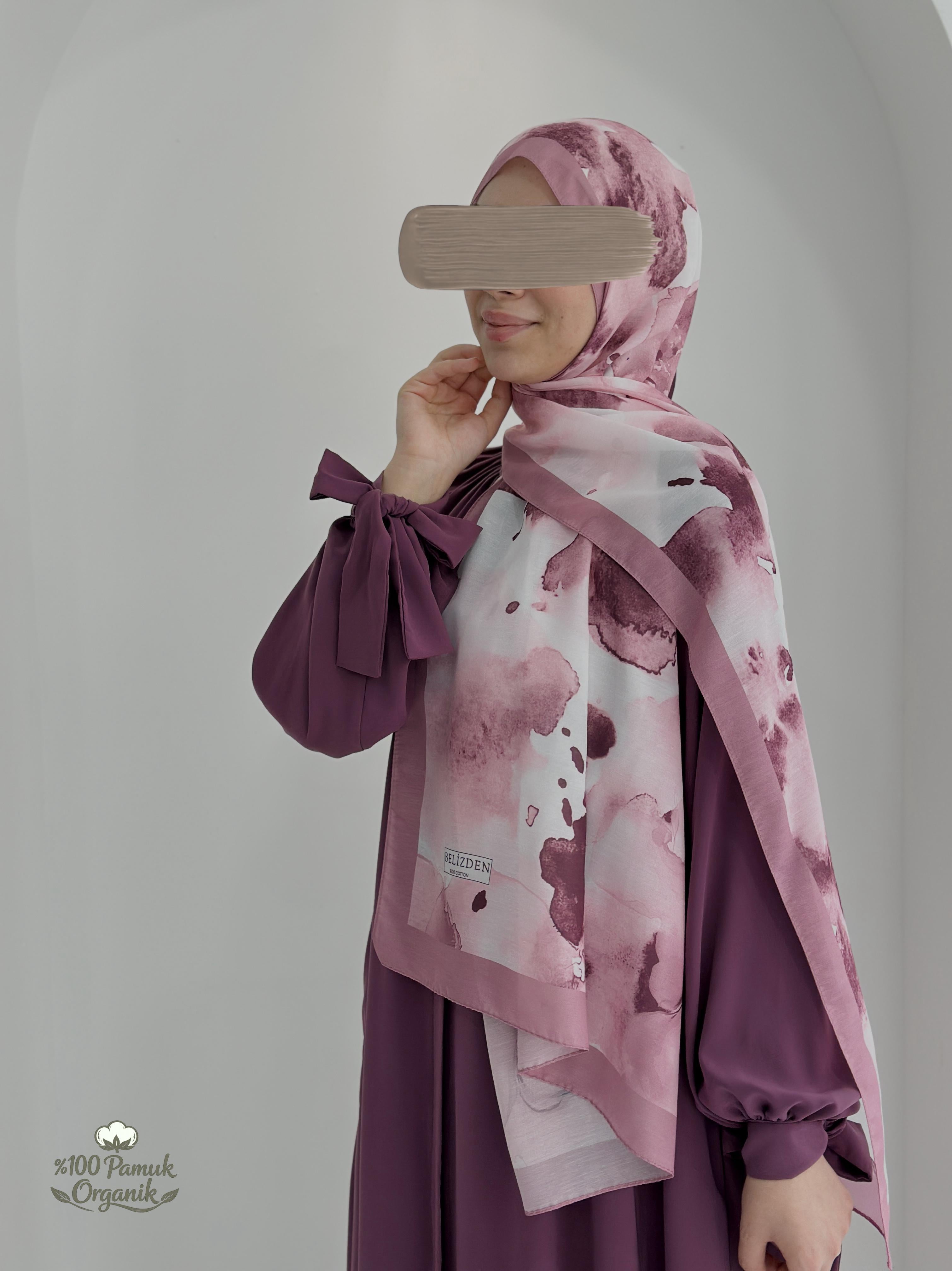 Ebruli Desen Organik Şal Pudra ÖN SİPARİŞ ÜRÜNÜMÜZDÜR