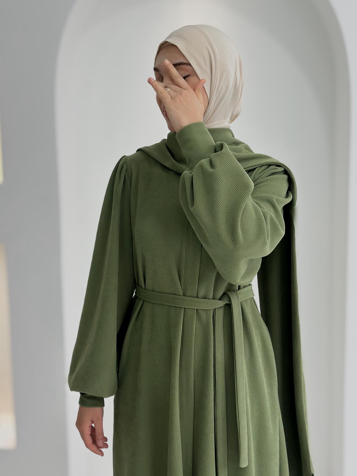 Fitilli Ferace +Atkı Yeşil ÖN SİPARİŞ ÜRÜNÜMÜZDÜR