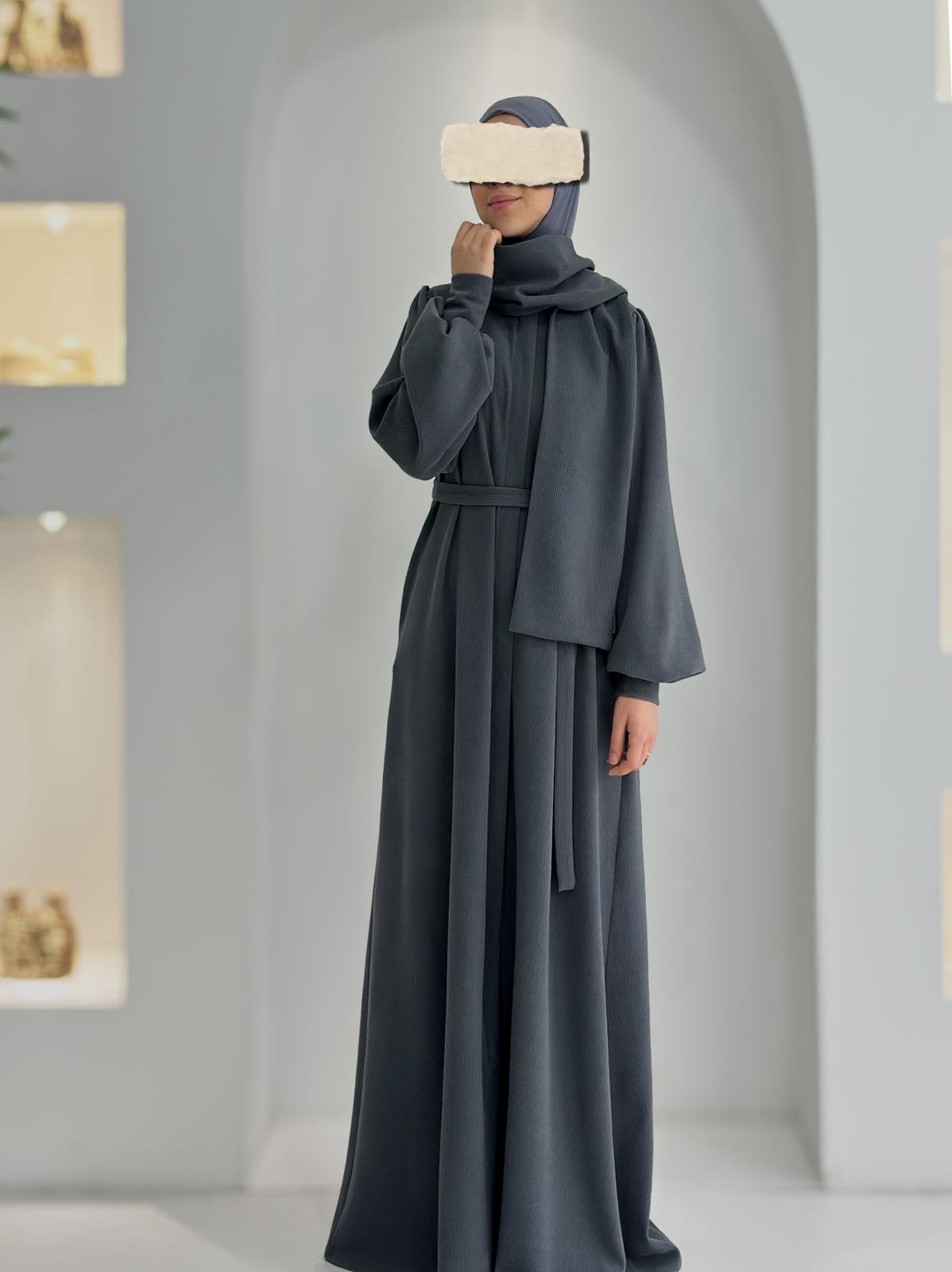 Fitilli Ferace +Atkı Antrasit ÖN SİPARİŞ ÜRÜNÜMÜZDÜR