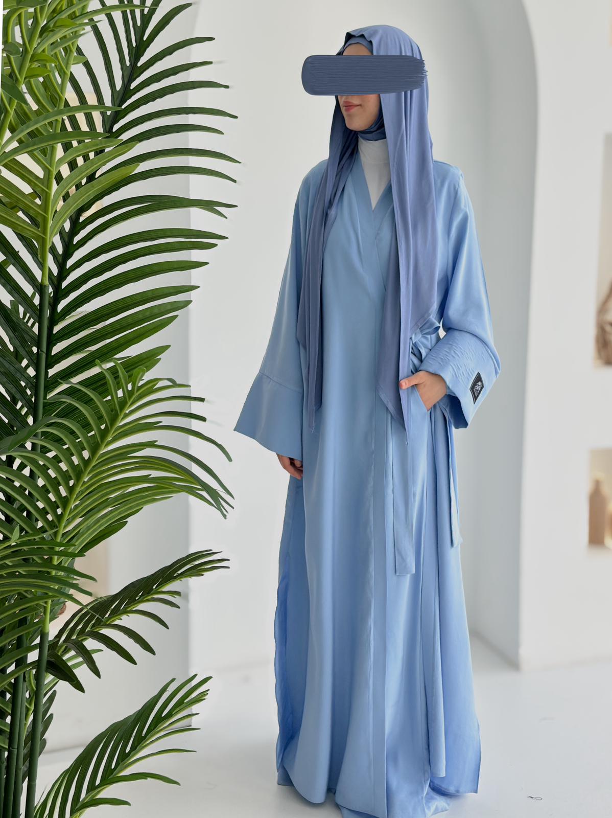 Tensel Kupra Takım Bebe Mavisi +Bambu Boyunlu Bone Set Şal ÖN SİPARİŞ ÜRÜNÜMÜZDÜR