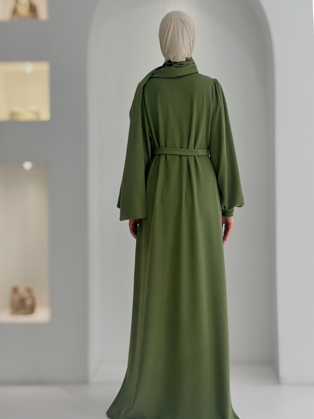 Fitilli Ferace +Atkı Yeşil ÖN SİPARİŞ ÜRÜNÜMÜZDÜR