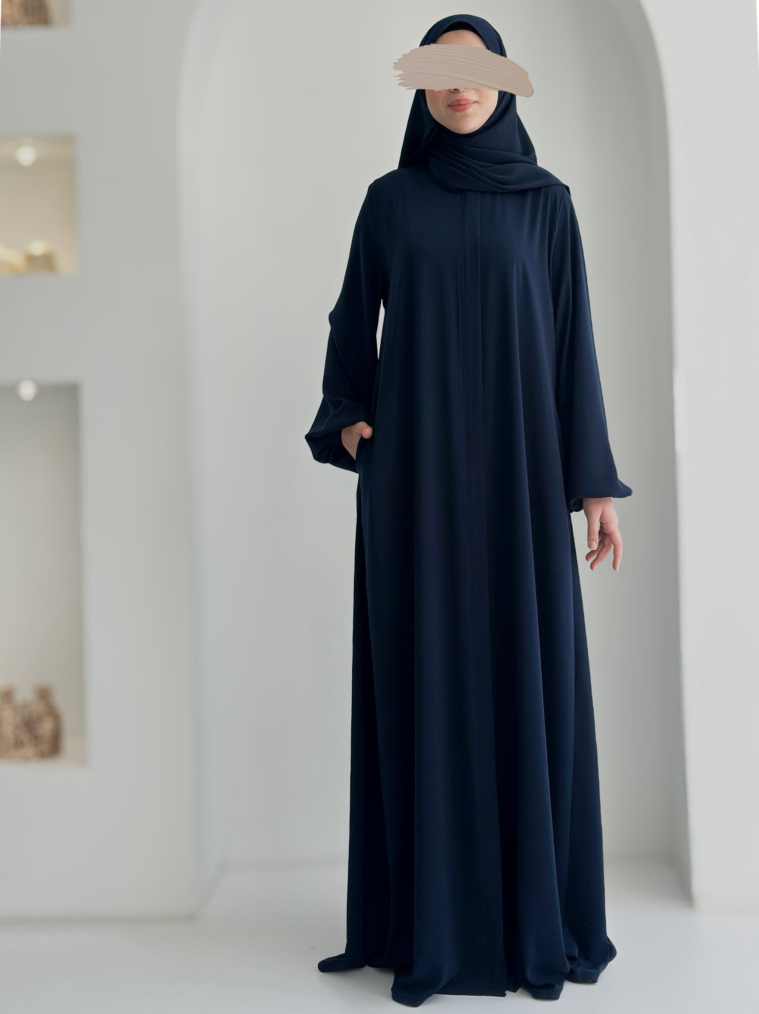 Balon Kol Ferace Lacivert +Şal ÖN SİPARİŞ ÜRÜNÜMÜZDÜR