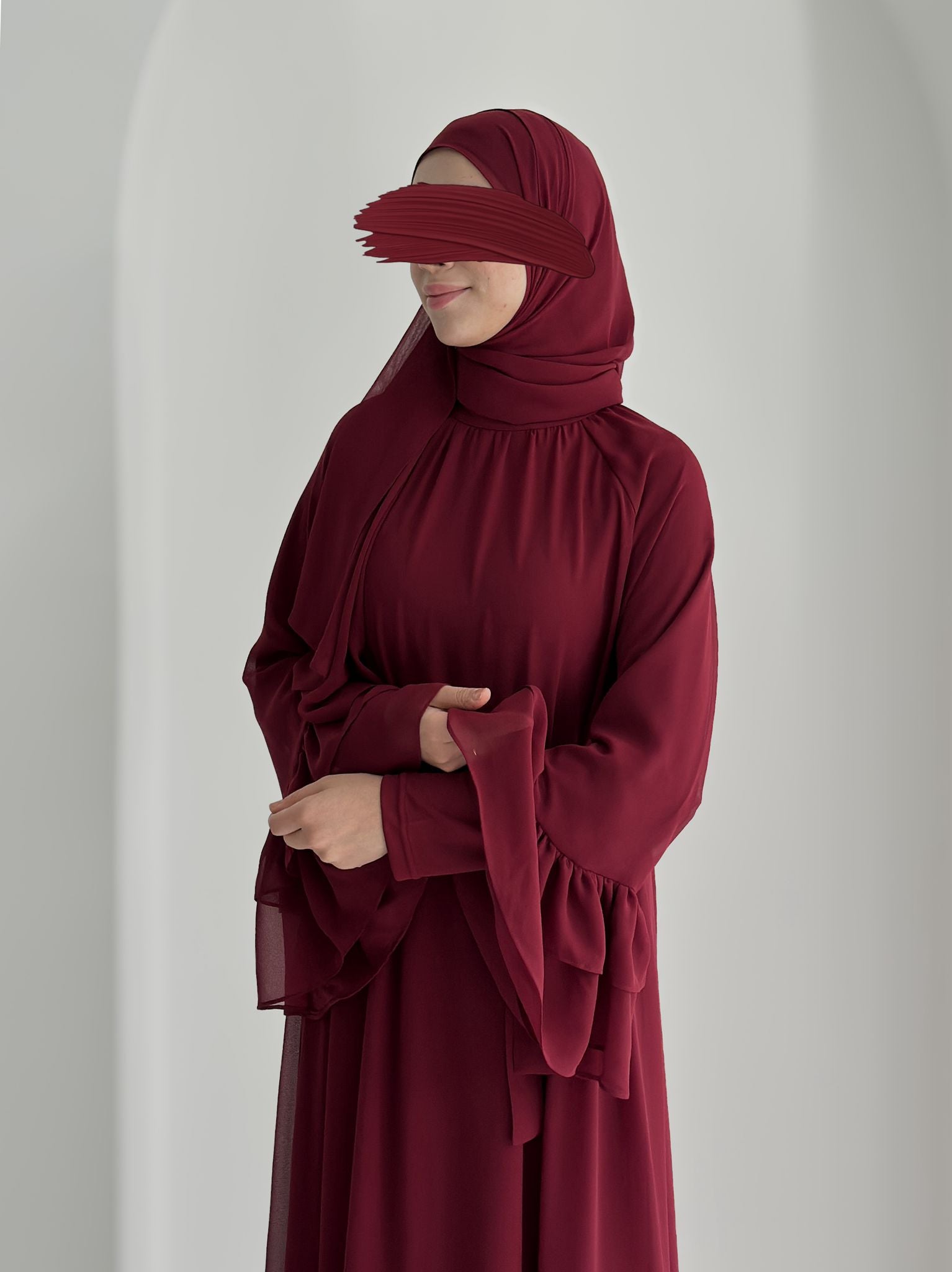 Prenses Püsküllü Bordo