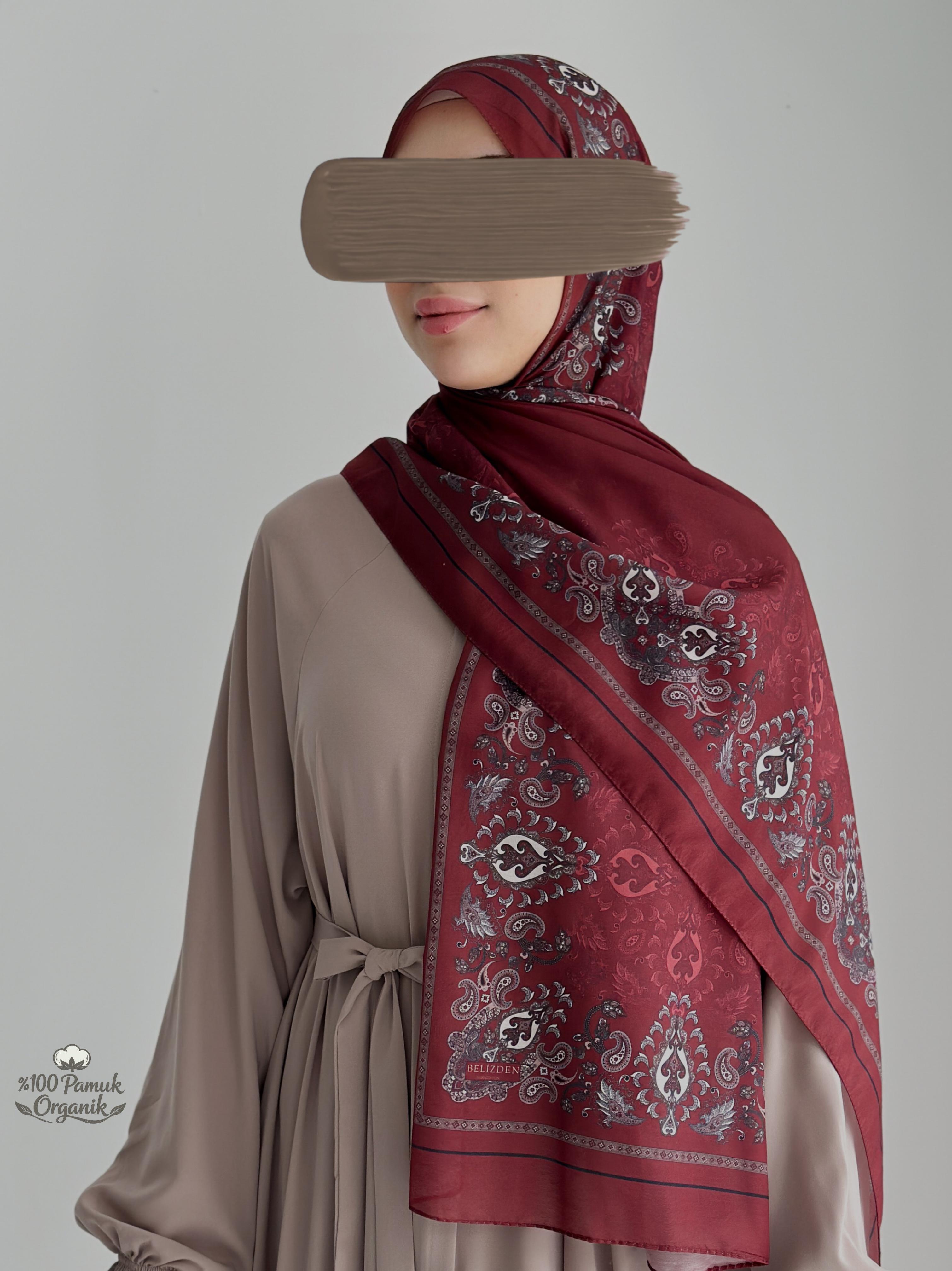 Etnik Desen Organik Şal Bordo ÖN SİPARİŞ ÜRÜNÜMÜZDÜR