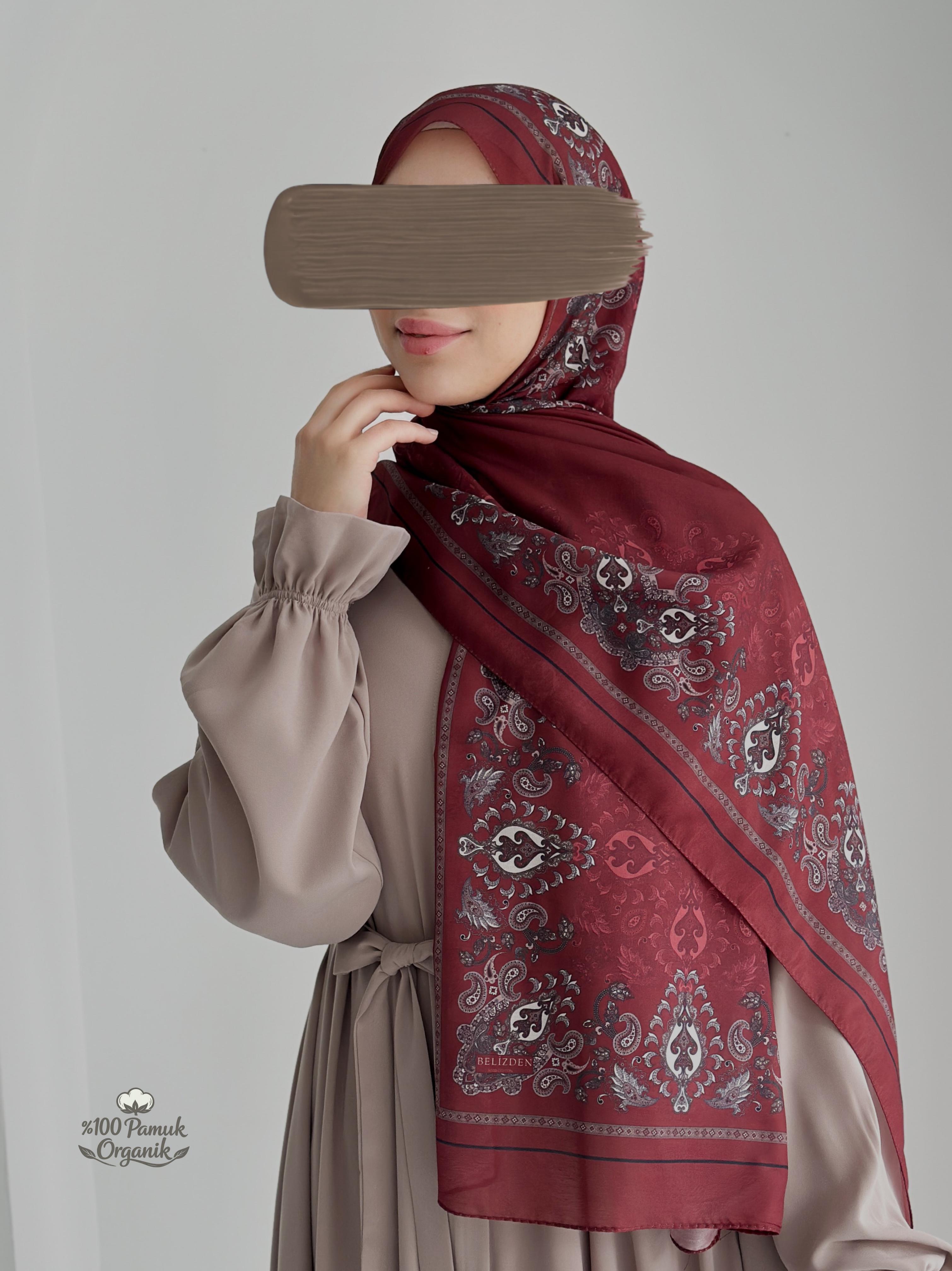 Etnik Desen Organik Şal Bordo ÖN SİPARİŞ ÜRÜNÜMÜZDÜR