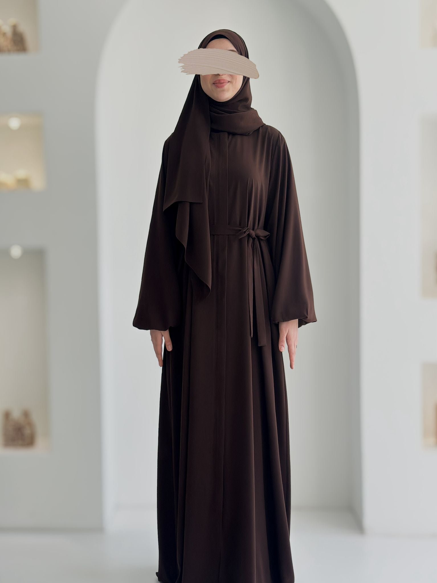 Balon Kol Ferace+Şal Kahverengi ÖN SİPARİŞ ÜRÜNÜMÜZDÜR