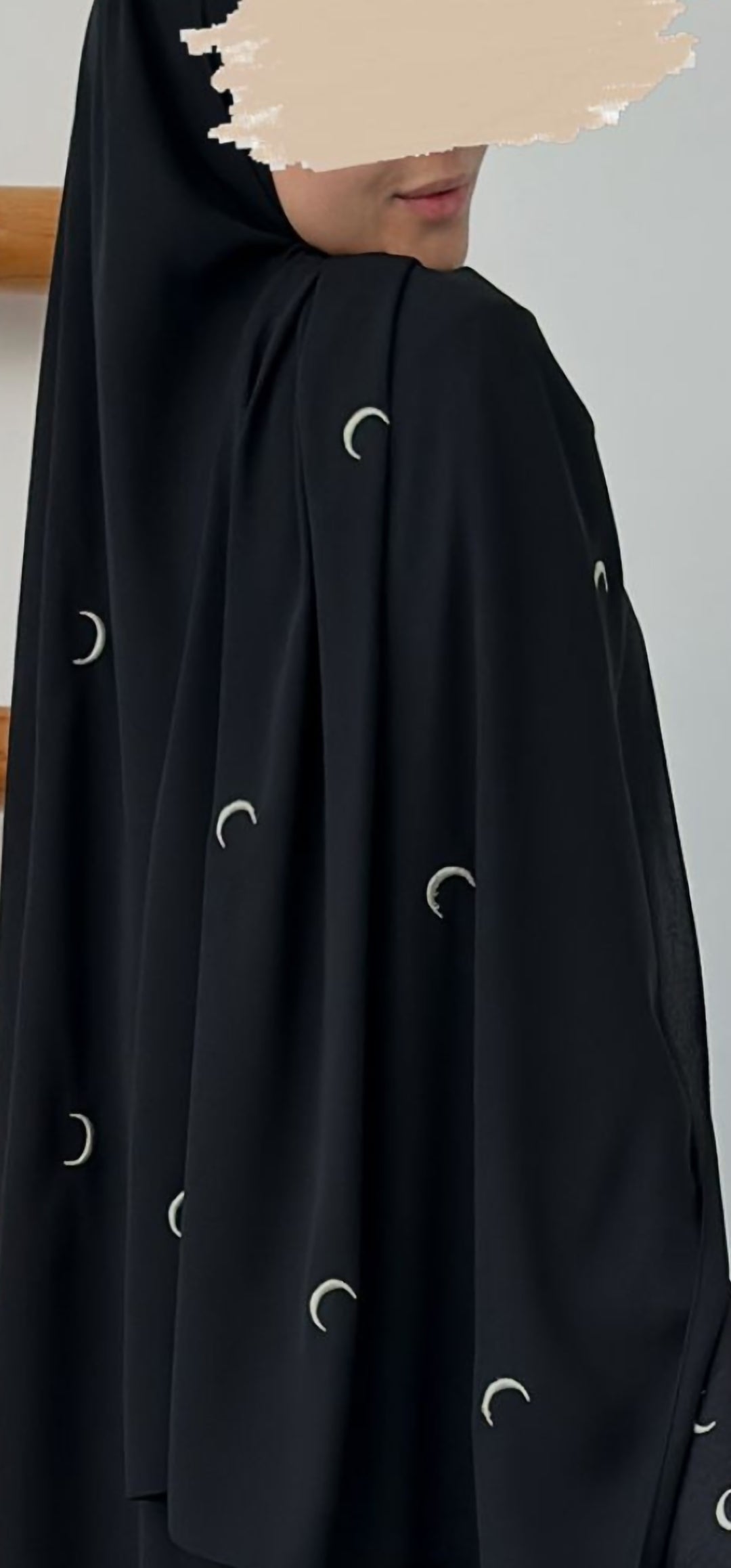 Hilal Nakışlı Şal (Siyah-Krem)