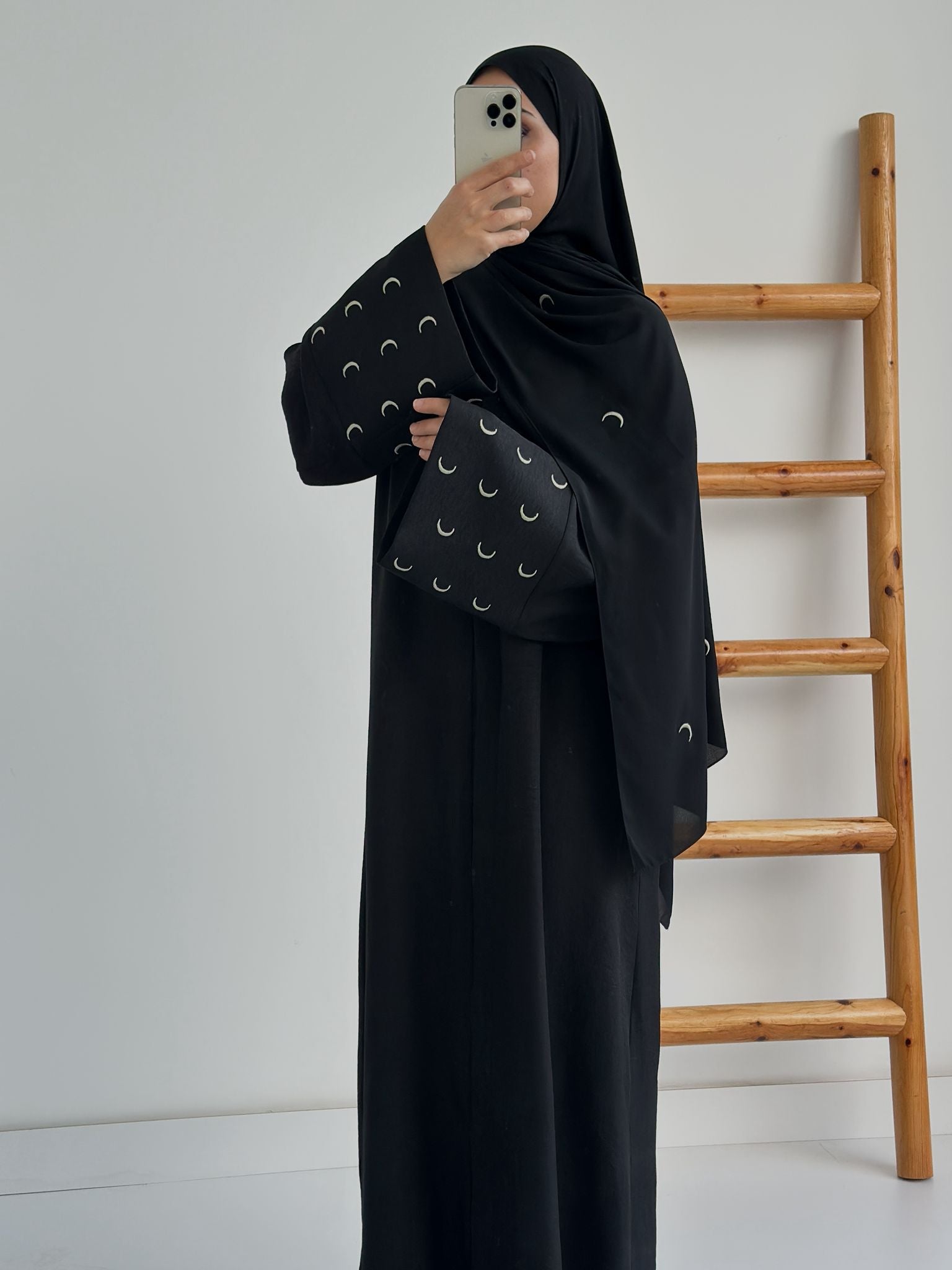 Sofya Keten Hilal Abaya (siyah+Çağla)