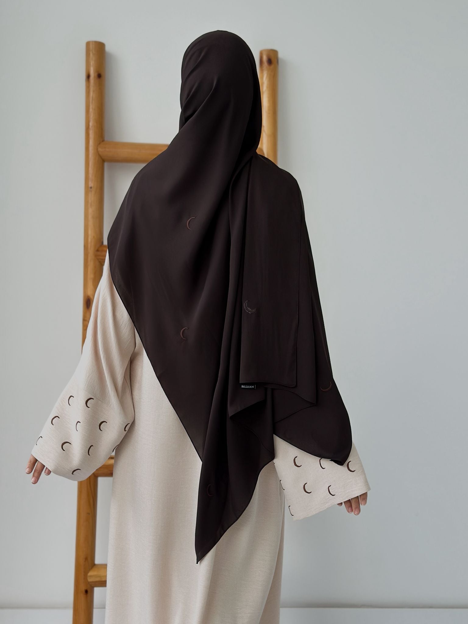 Sofya Keten Hilal Abaya (Krem+kahverengi)