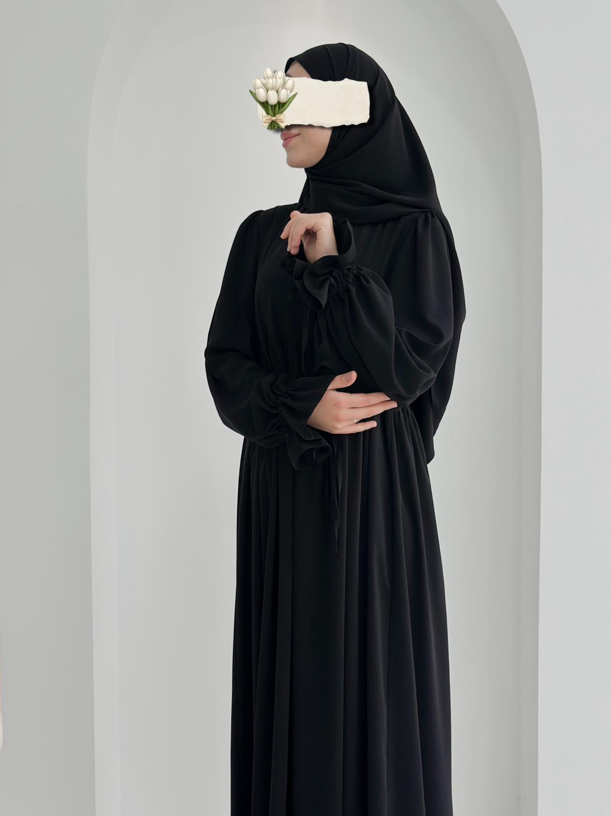 Buğlem Elbise+Şal Siyah ÖN SİPARİŞ ÜRÜNÜMÜZDÜR