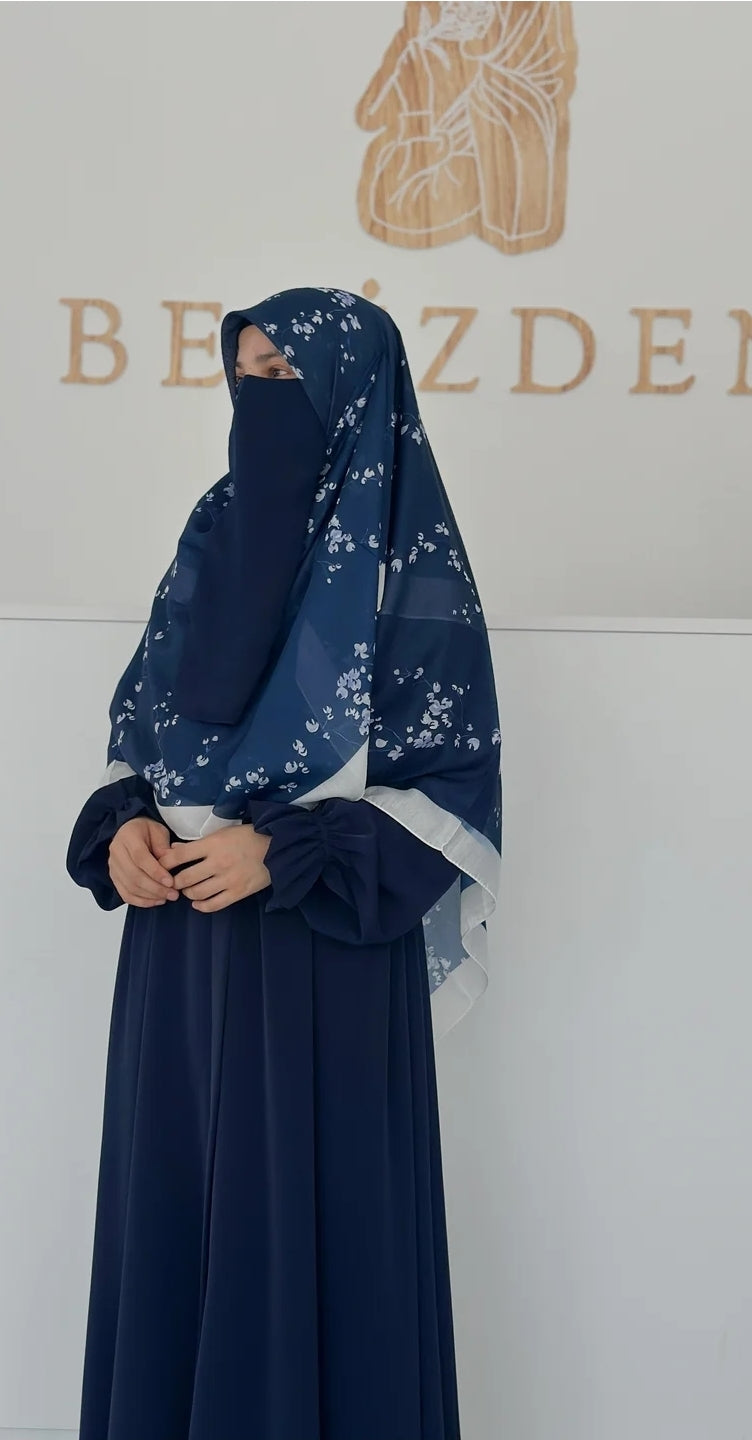 140x140  Eşarp Lacivert Çiçek