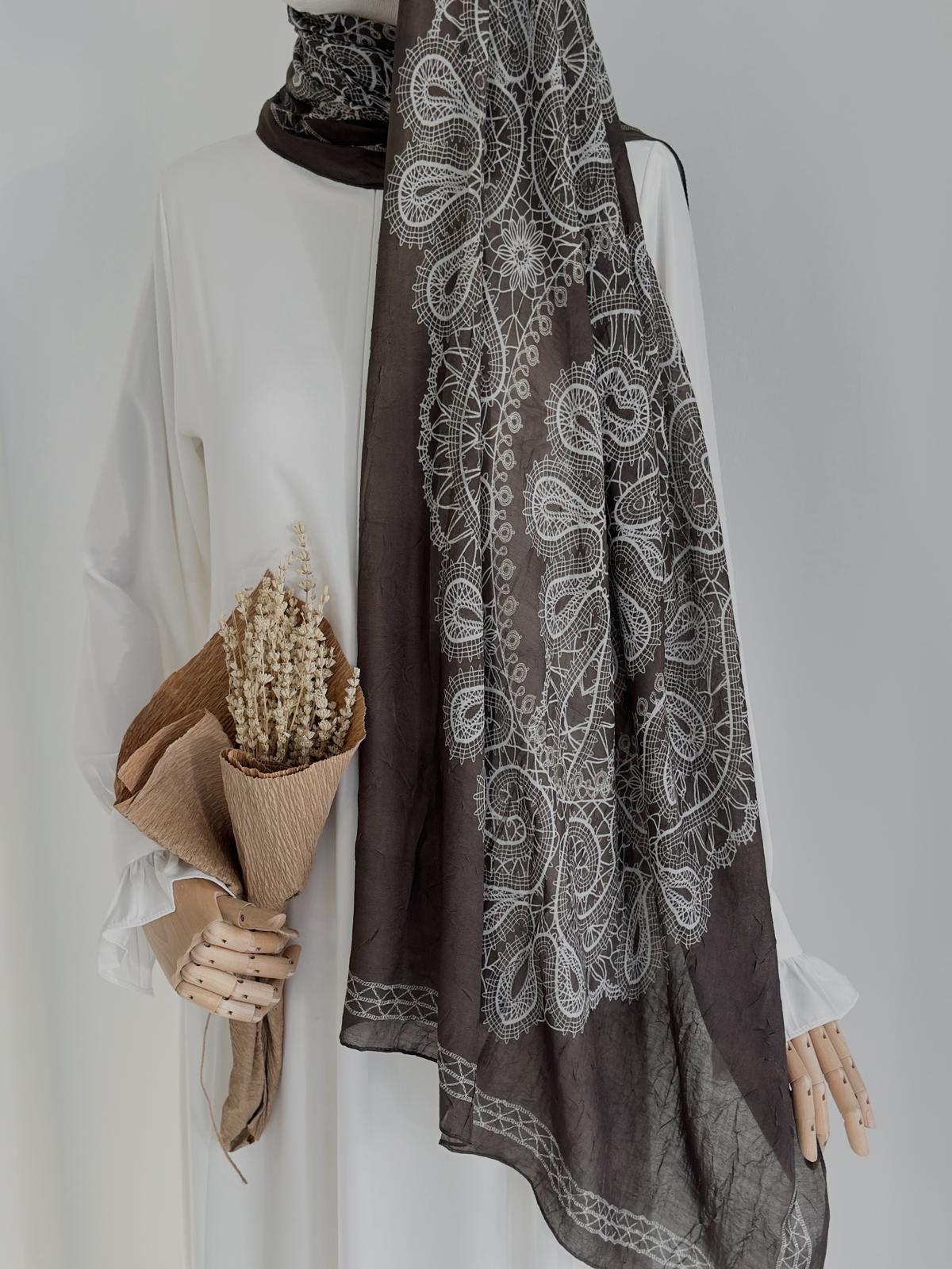 Desenli Motif Şal Kül