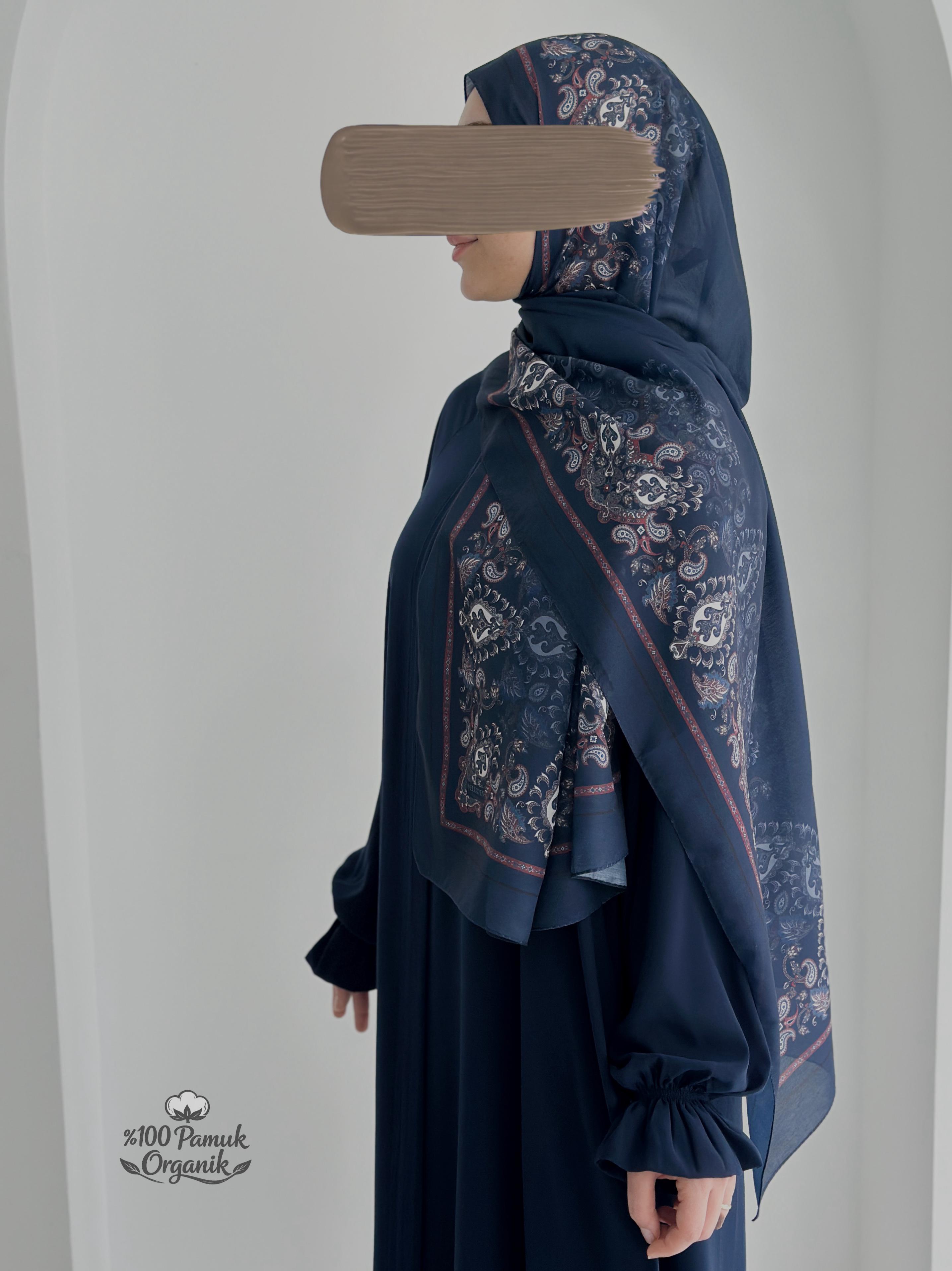 Etnik Desen Organik Şal Lacivert ÖN SİPARİŞ ÜRÜNÜMÜZDÜR