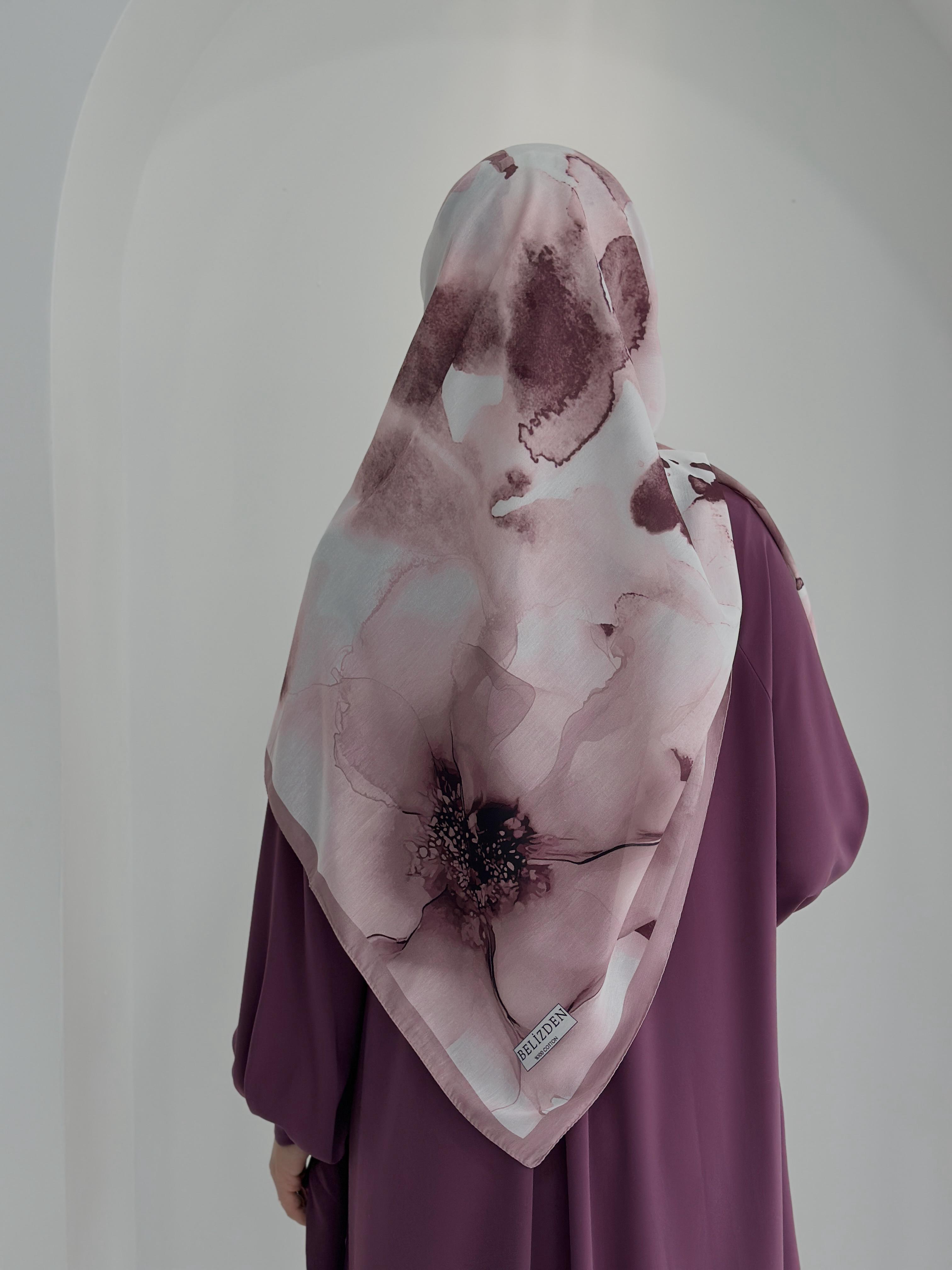 Ebruli Desen Organik Eşarp Pudra ÖN SİPARİŞ ÜRÜNÜMÜZDÜR