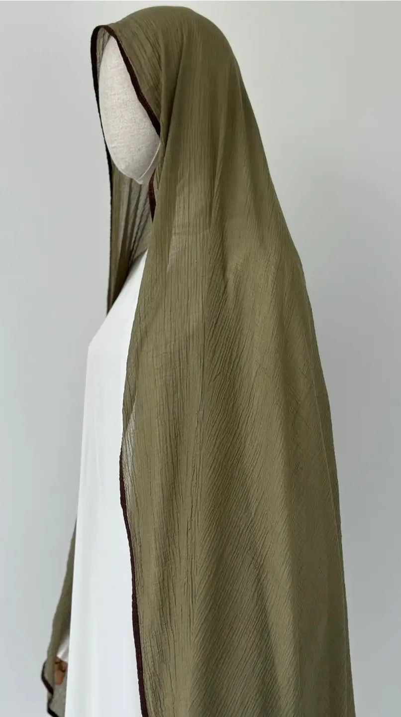 %100 Doğal Muslin Şal  Asker Yeşili