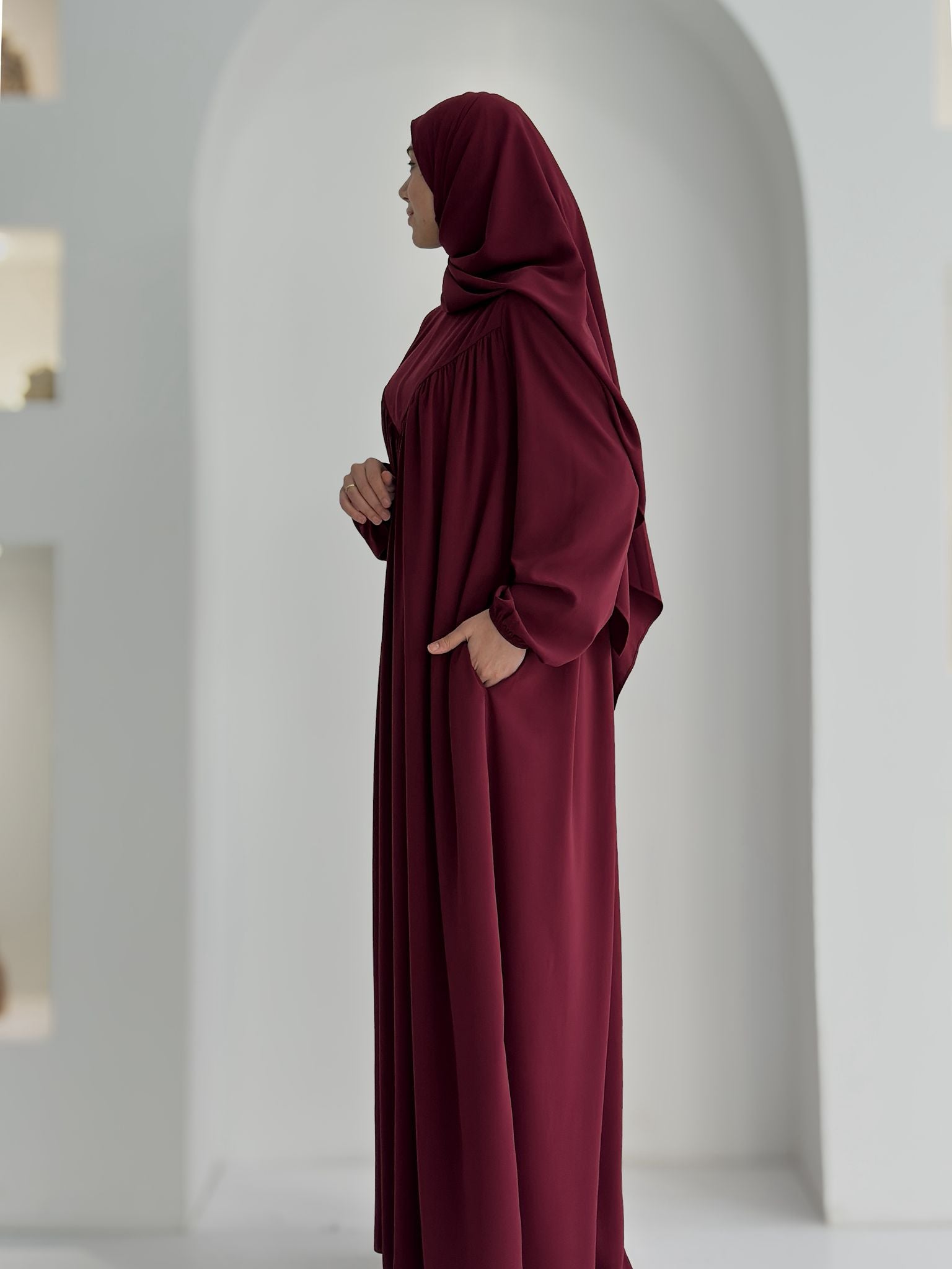 Seda Abaya+Şal Bordo