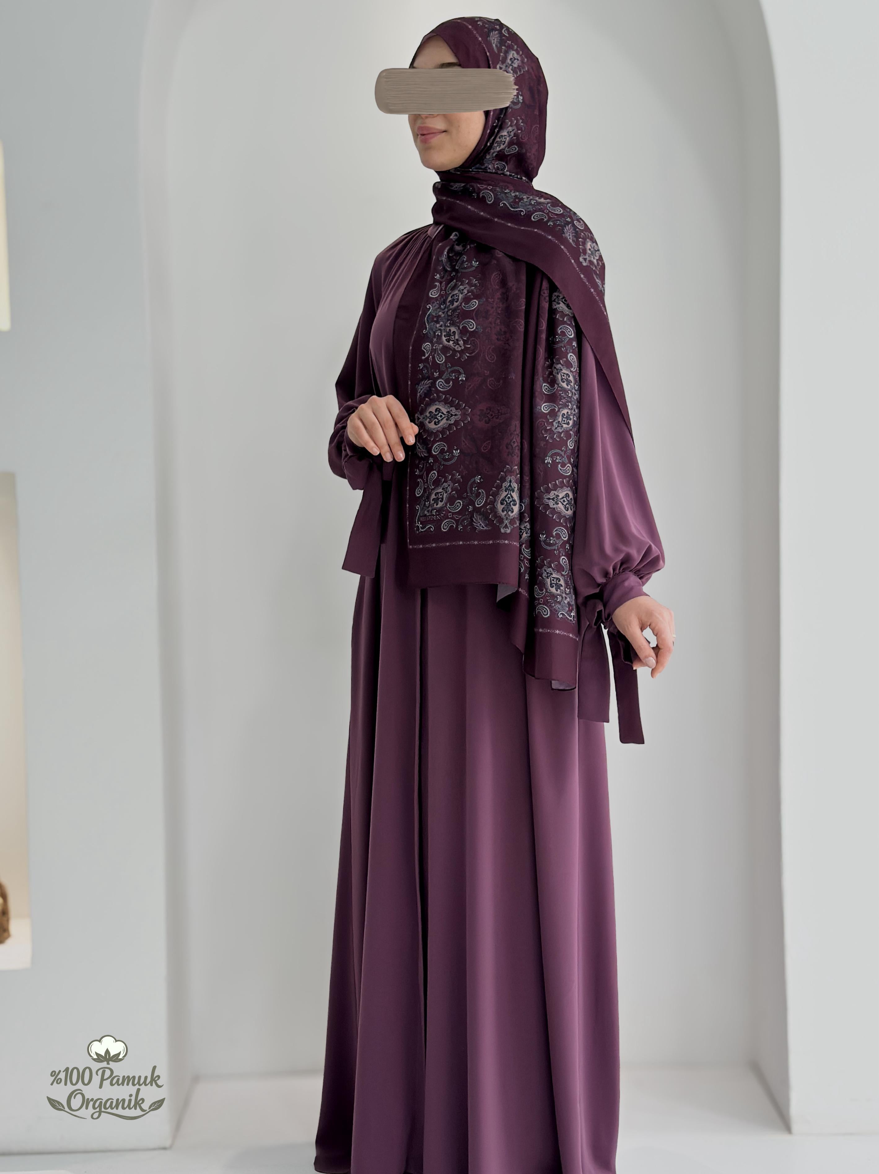 Etnik Desen Organik Şal Mürdüm ÖN SİPARİŞ ÜRÜNÜMÜZDÜR