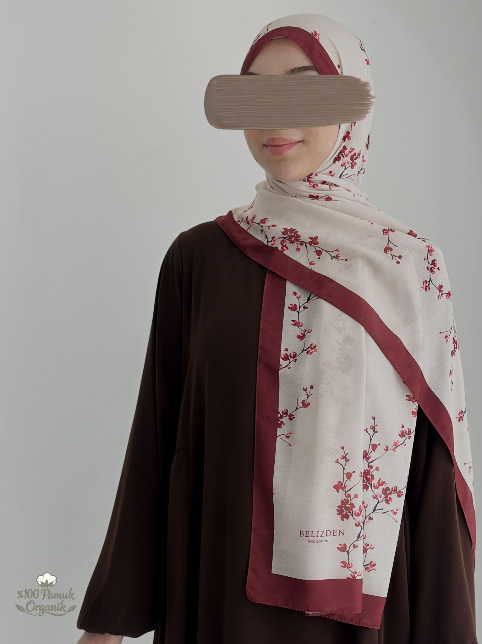 Tomurcuk Desen Organik Şal Bordo ÖN SİPARİŞ ÜRÜNÜMÜZDÜR
