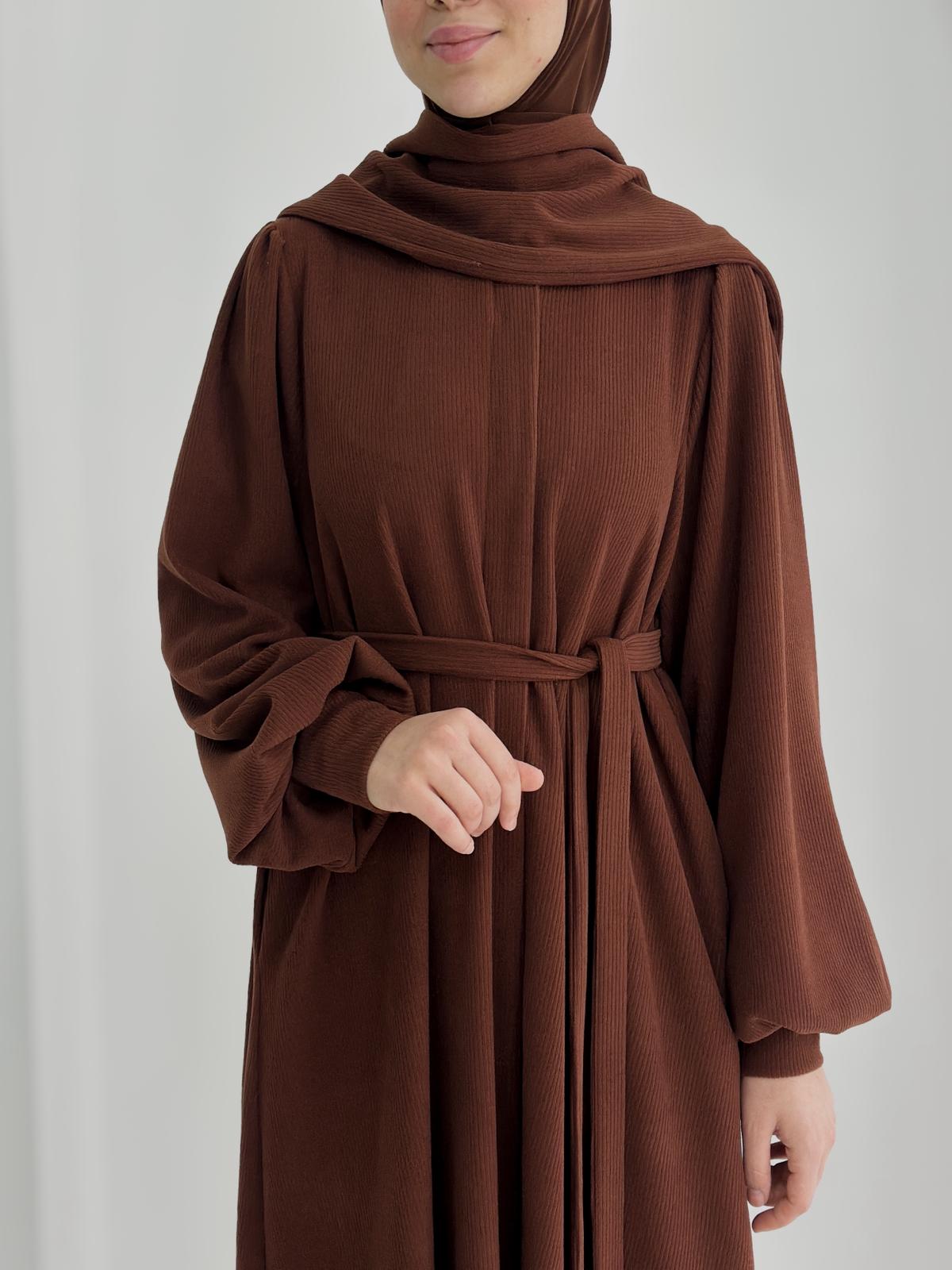 Fitilli Ferace +Atkı Kahverengi ÖN SİPARİŞ ÜRÜNÜMÜZDÜR